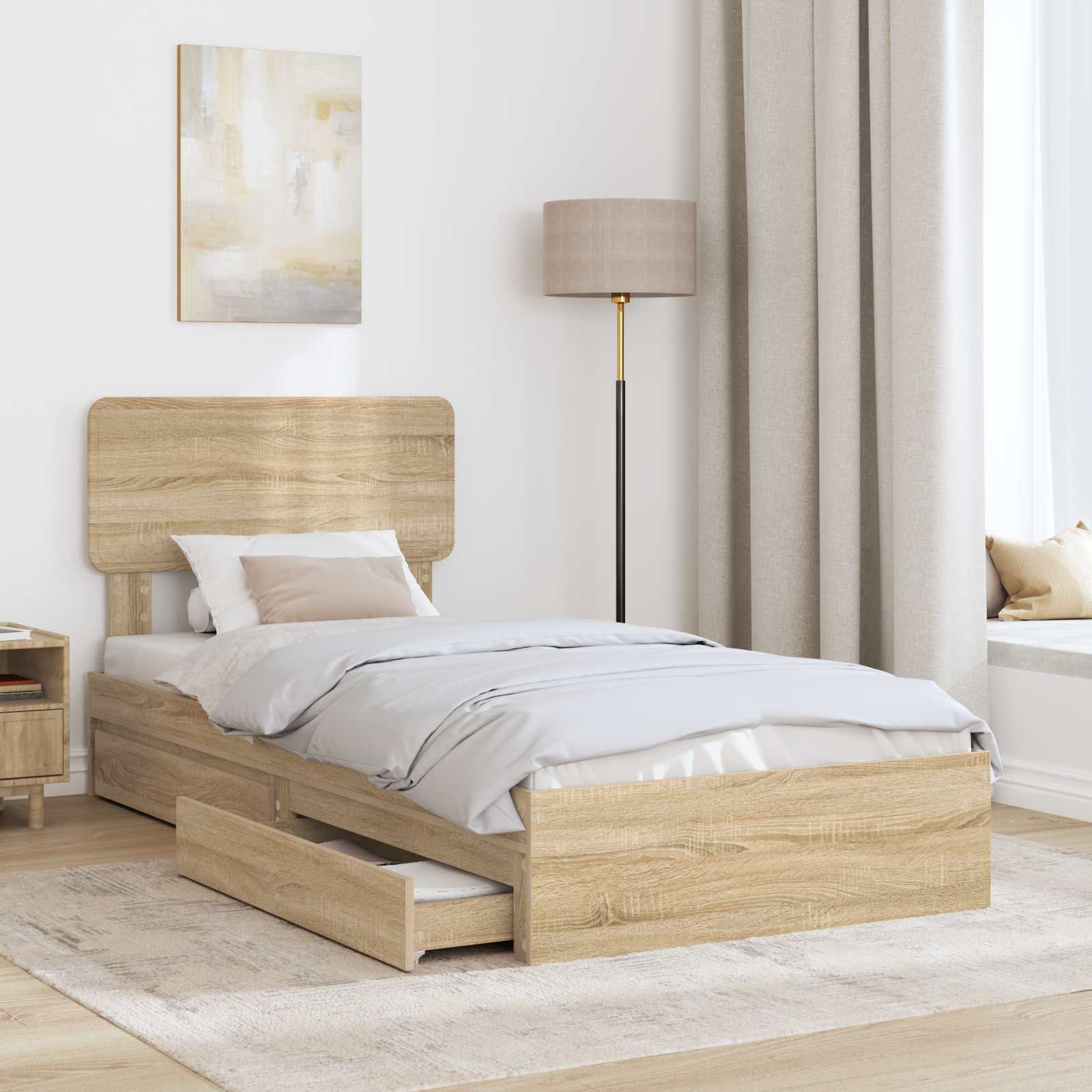 Krevet s od storage Sonoma hrast 90 x 200 cm Konstruirano drvo