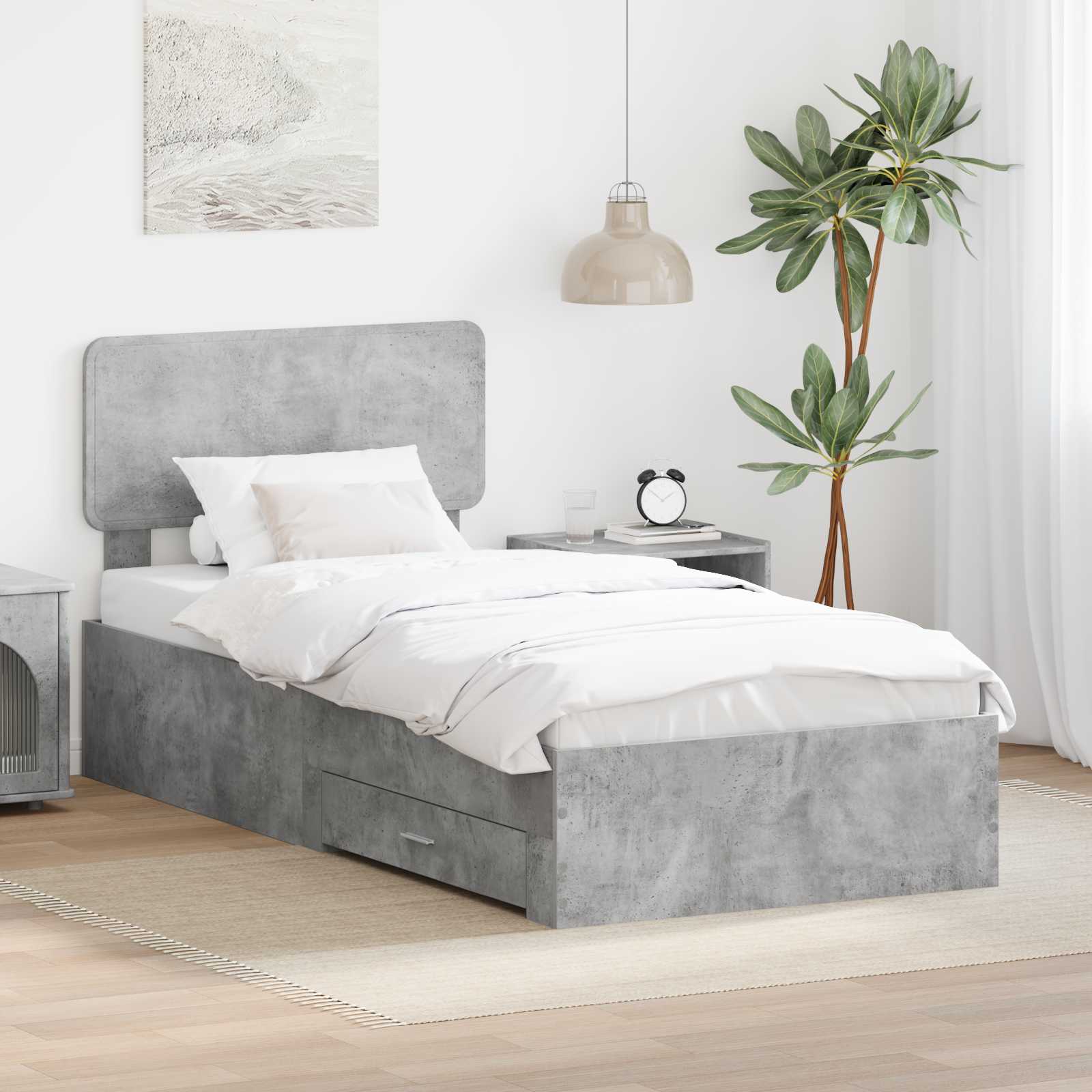 Krevetna konstrukcija s uzglavljem Betonski sivi 70 x 190 cm