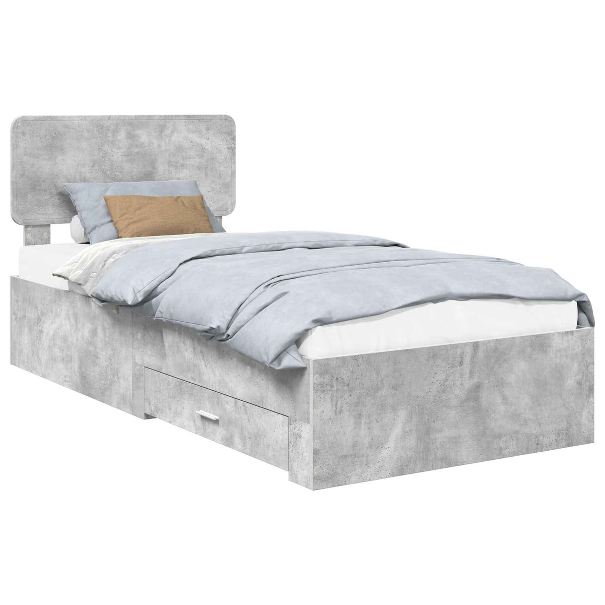 Krevetna konstrukcija s uzglavljem Betonski sivi 70 x 190 cm