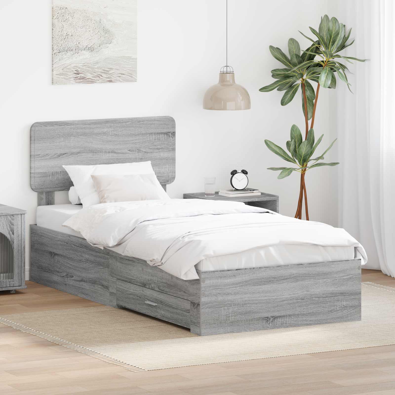Krevetna konstrukcija Siva Sonoma 75 x 190 cm Konstruirano drvo
