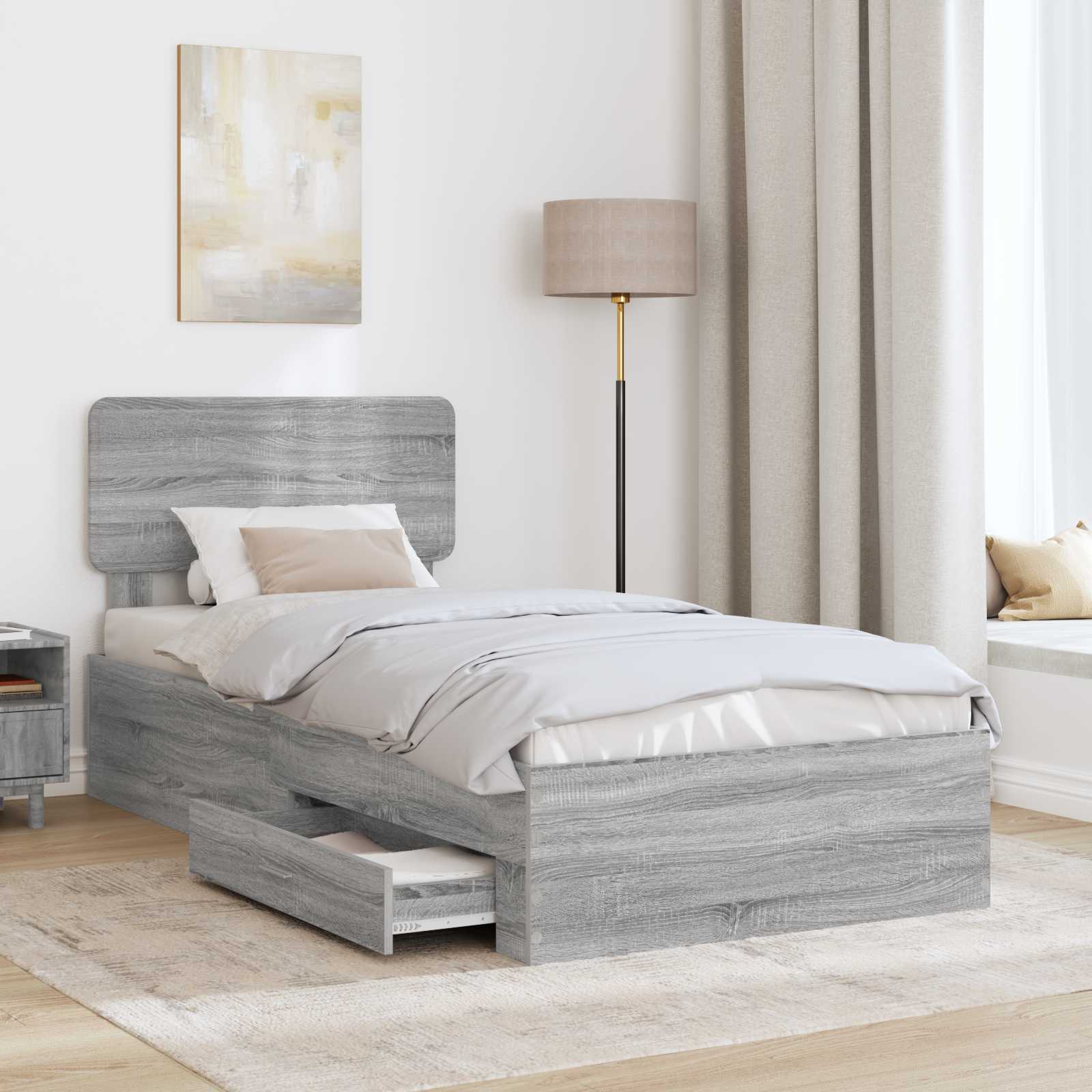 Krevetna konstrukcija Siva Sonoma 75 x 190 cm Konstruirano drvo