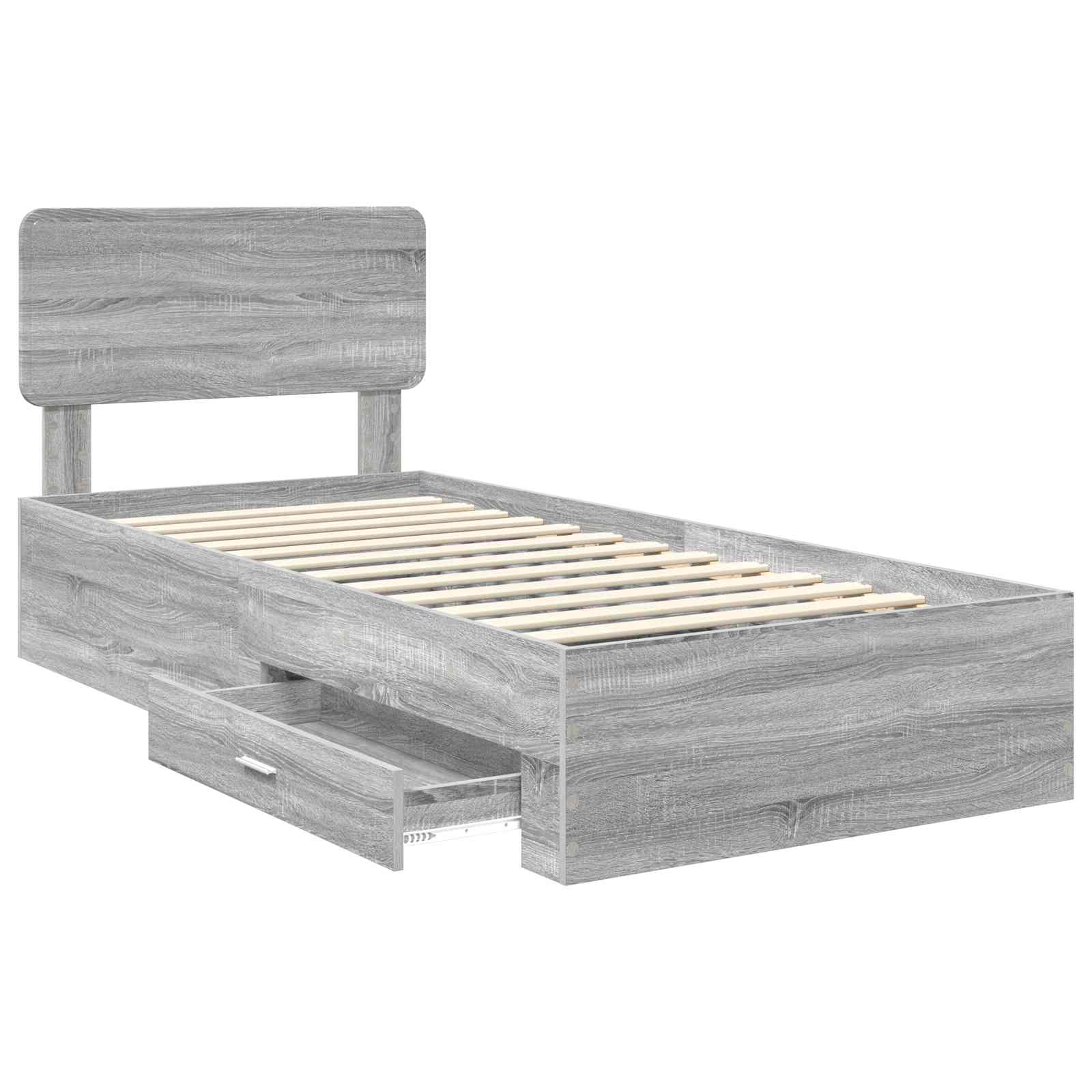 Krevetna konstrukcija Siva Sonoma 75 x 190 cm Konstruirano drvo