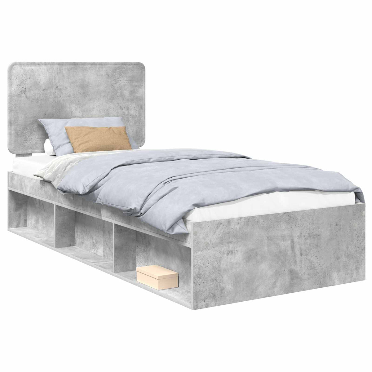 Krevetna konstrukcija s uzglavljem Betonska siva 90 x 190 cm