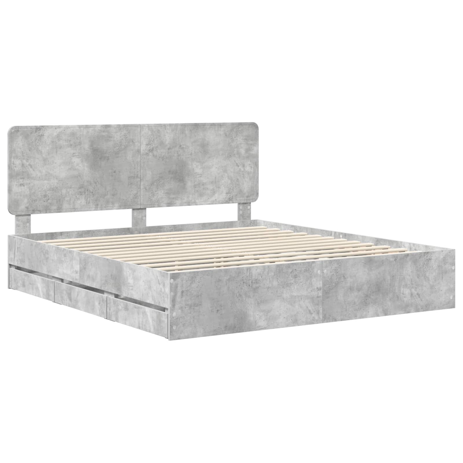 Krevetna konstrukcija s ladicama Betonski sivi 200 x 200 cm