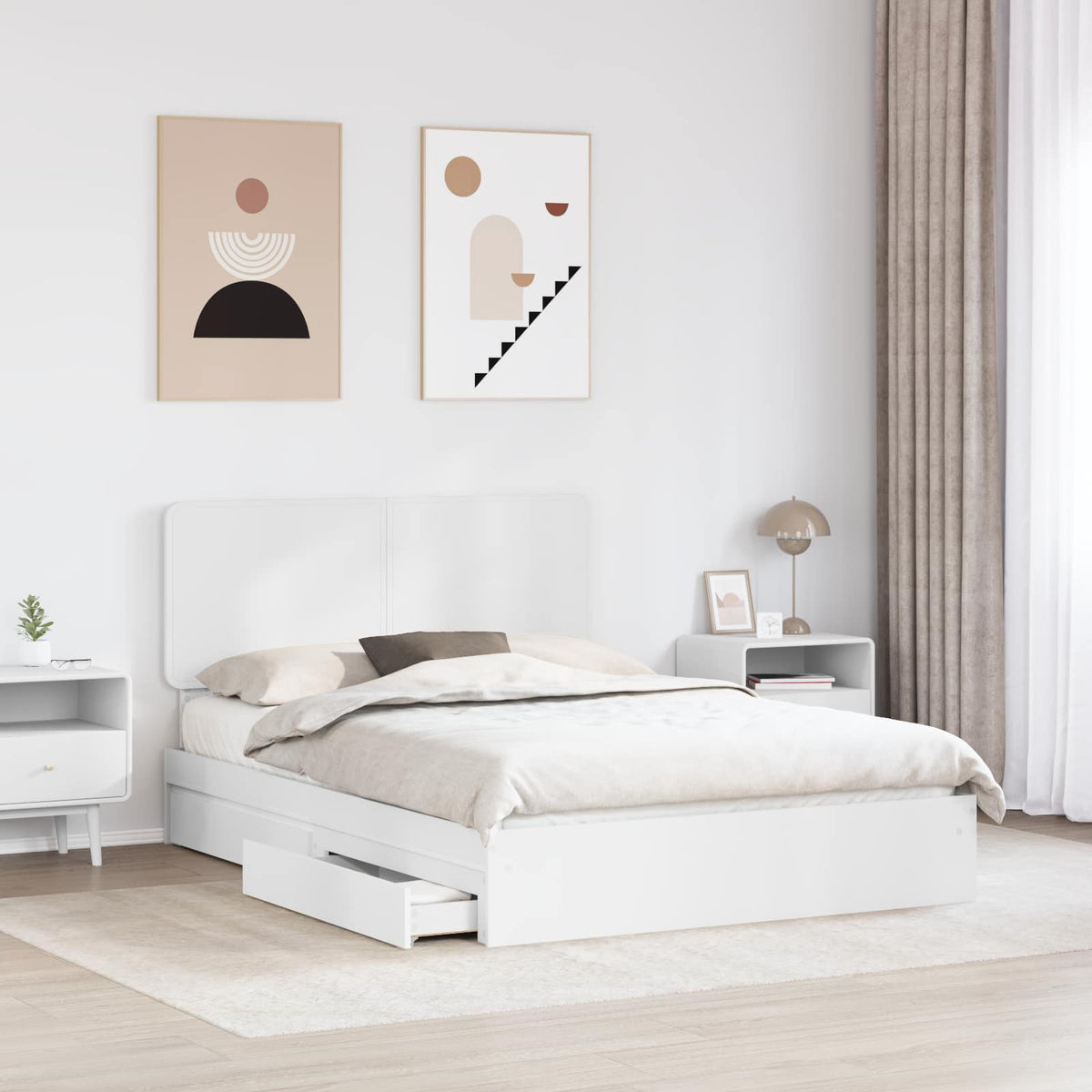 Krevet s od storage Bijelo 140 x 190 cm Konstruirano drvo