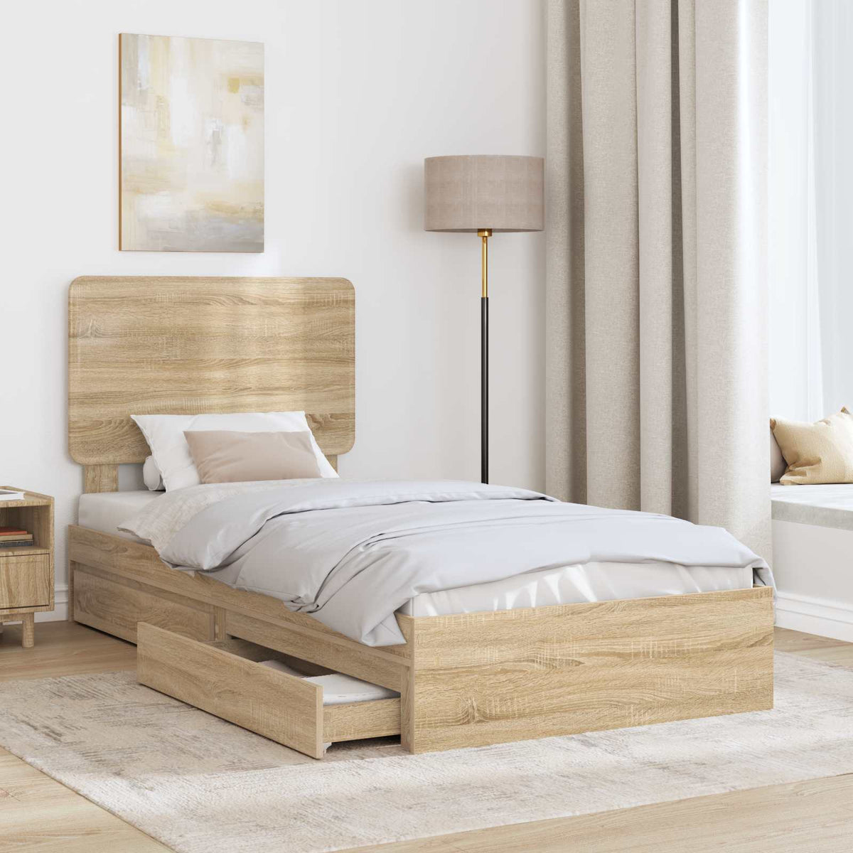 Krevet s od storage Sonoma hrast 100 x 200 cm Konstruirano drvo