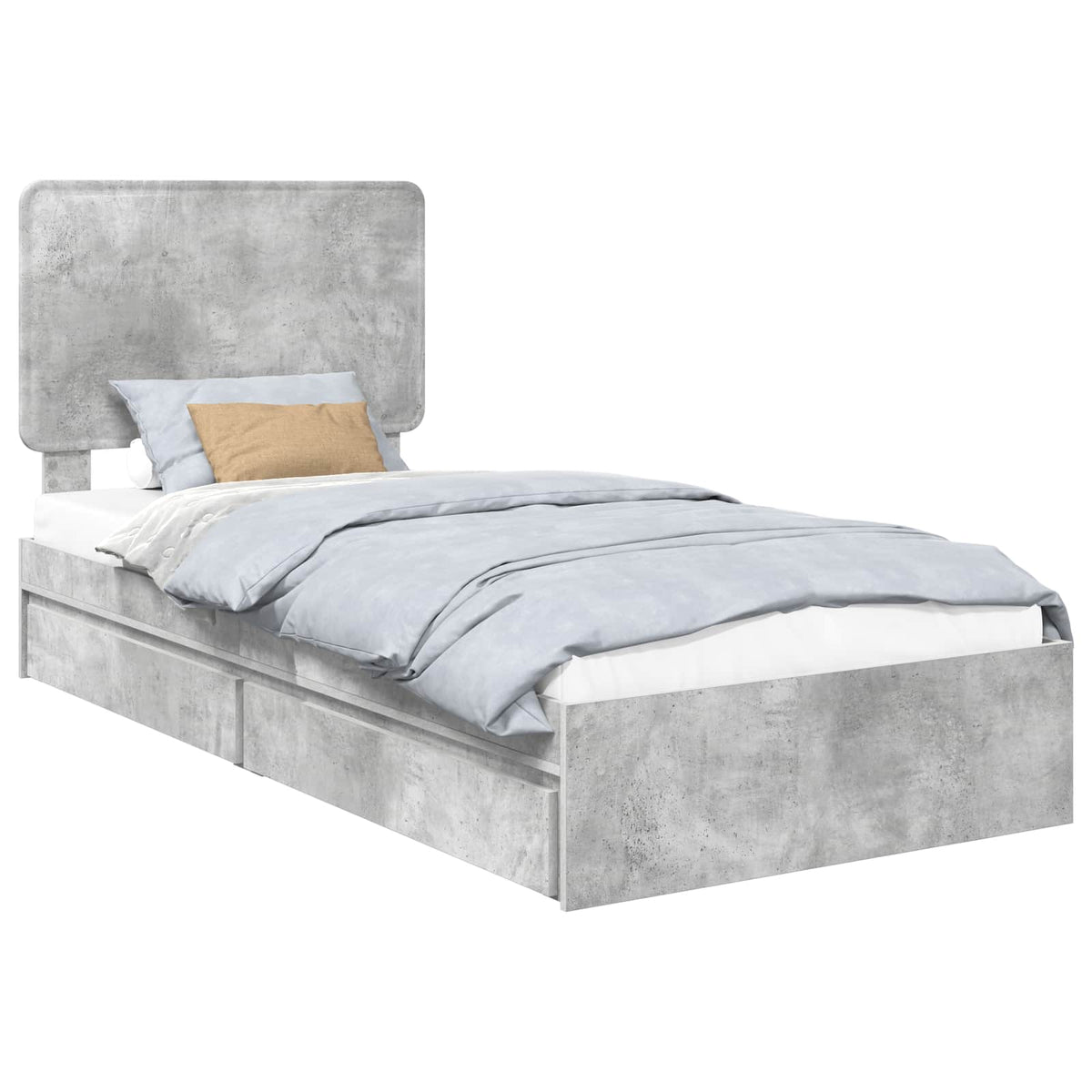 Krevet s od storage Betonski sivi 90 x 190 cm Konstruirano drvo