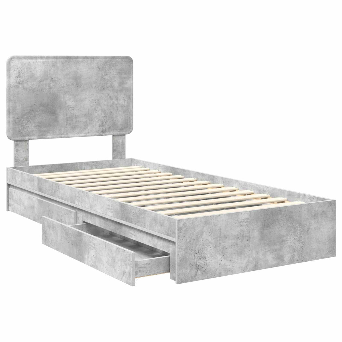 Krevet s od storage Betonski sivi 90 x 190 cm Konstruirano drvo