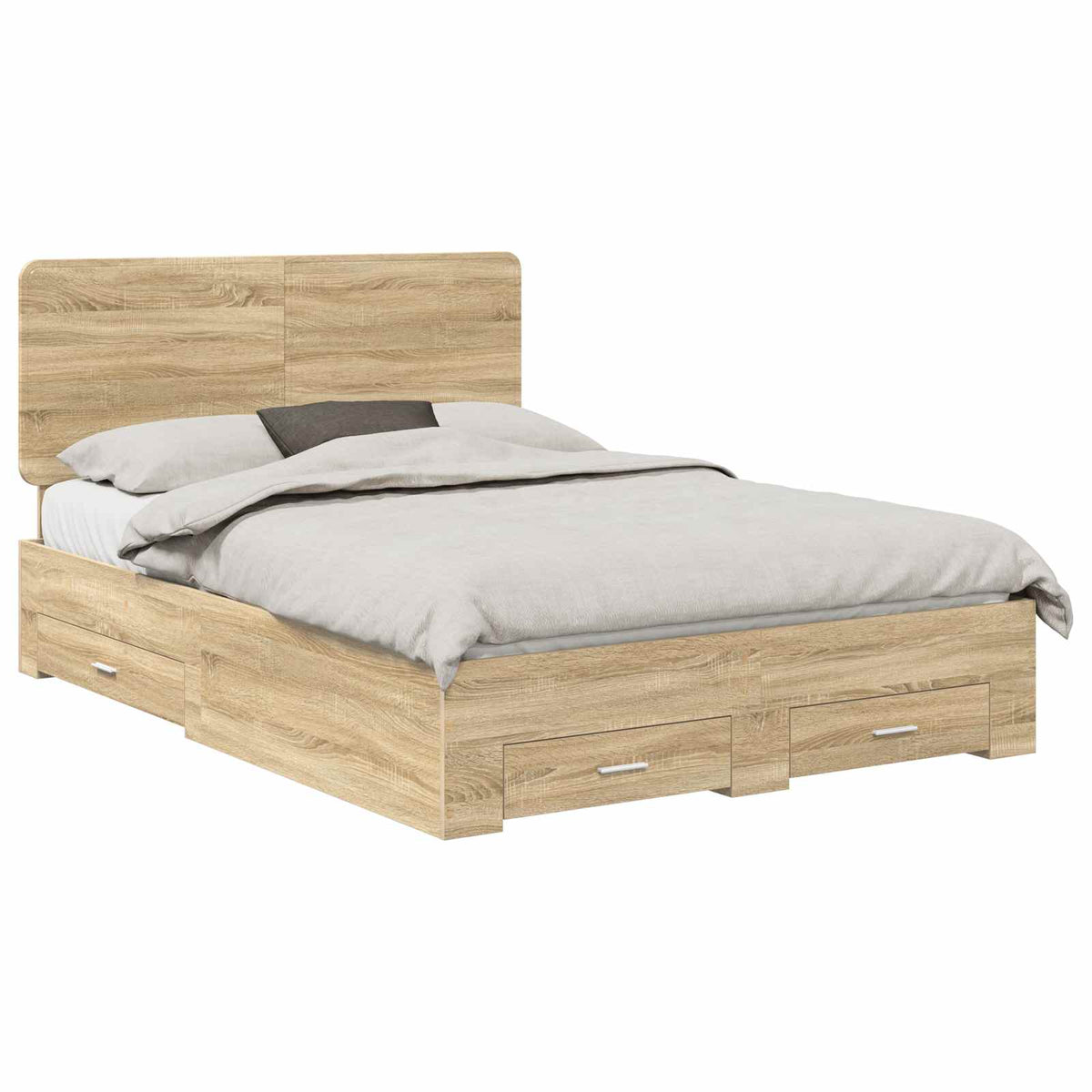 Krevetna konstrukcija s ladicama Sonoma hrast 150 x 200 cm Smeđa 203 x 153 x 100 cm
