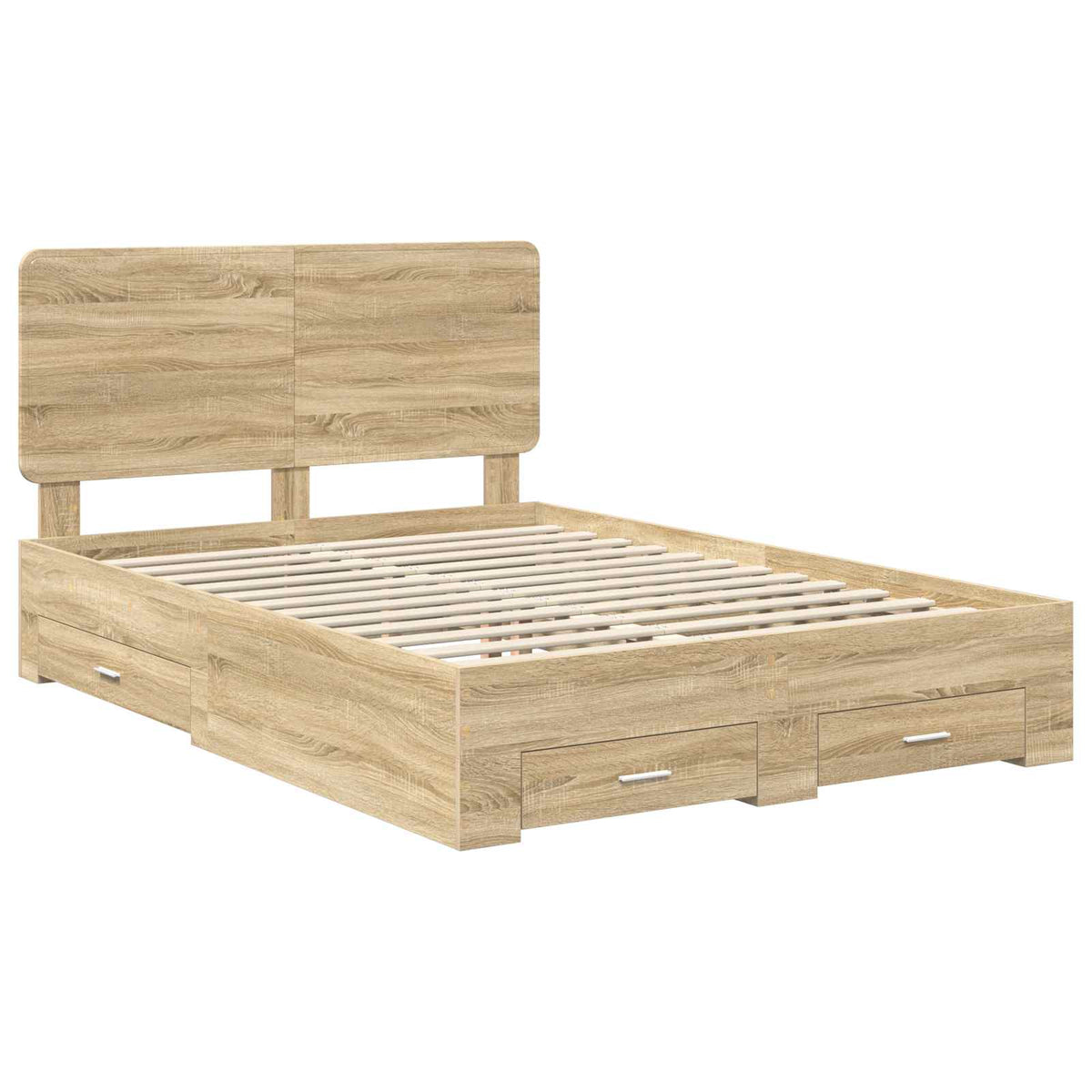 Krevetna konstrukcija s ladicama Sonoma hrast 150 x 200 cm Smeđa 203 x 153 x 100 cm