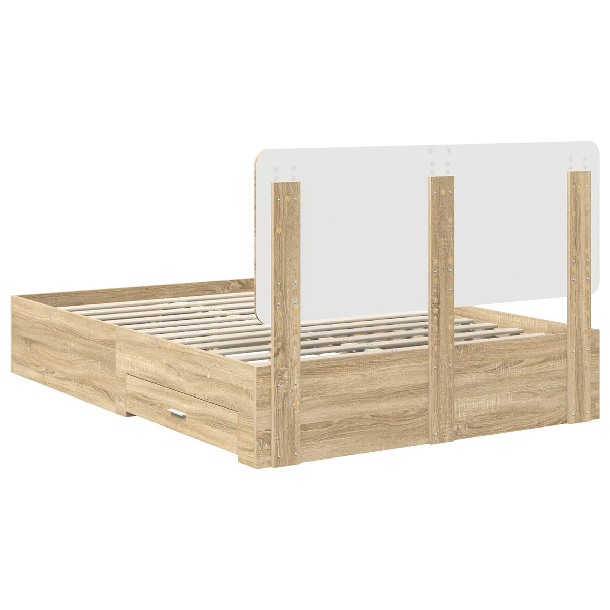 Krevetna konstrukcija s ladicama Sonoma hrast 150 x 200 cm Smeđa 203 x 153 x 100 cm