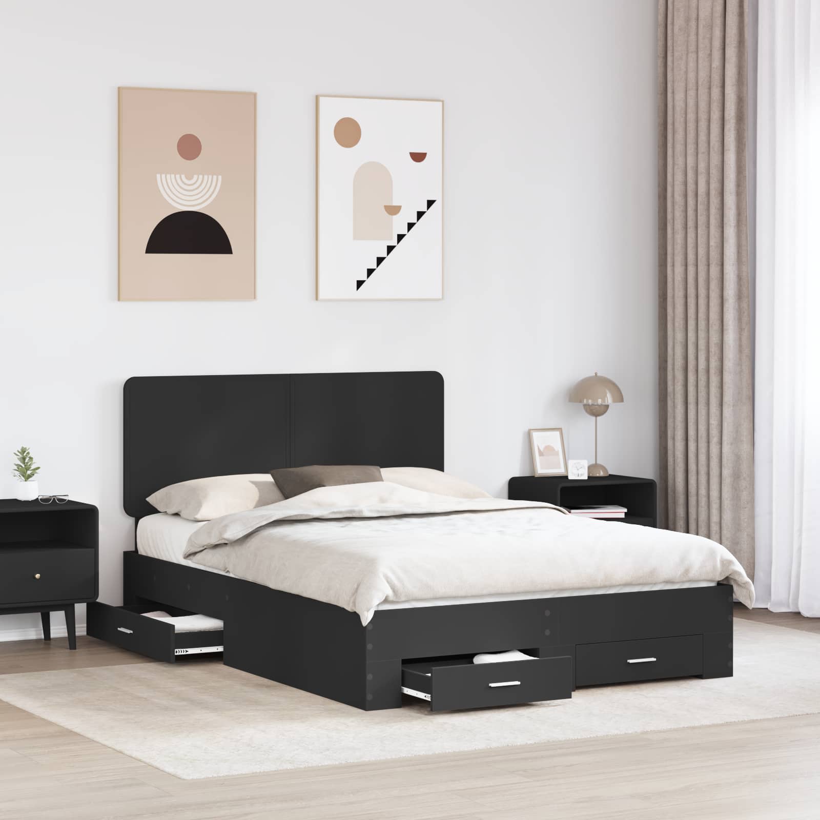 Krevetna konstrukcija Crna 140 x 190 cm Konstruirano drvo