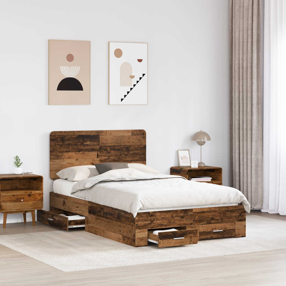 Krevetna konstrukcija Staro drvo 120 x 190 cm Konstruirano drvo Smeđa 193 x 123 x 100 cm
