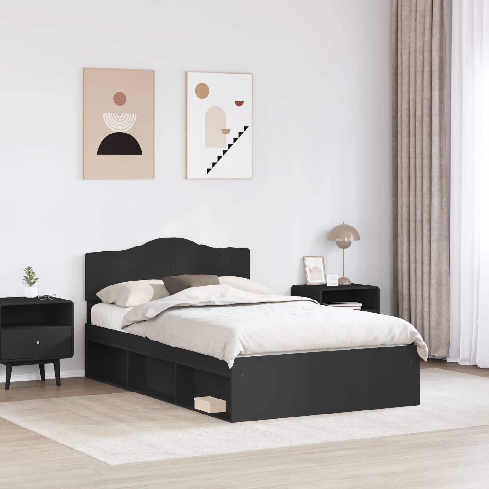 Krevetna konstrukcija Crna 120 x 190 cm Čvrsto borovo drvo
