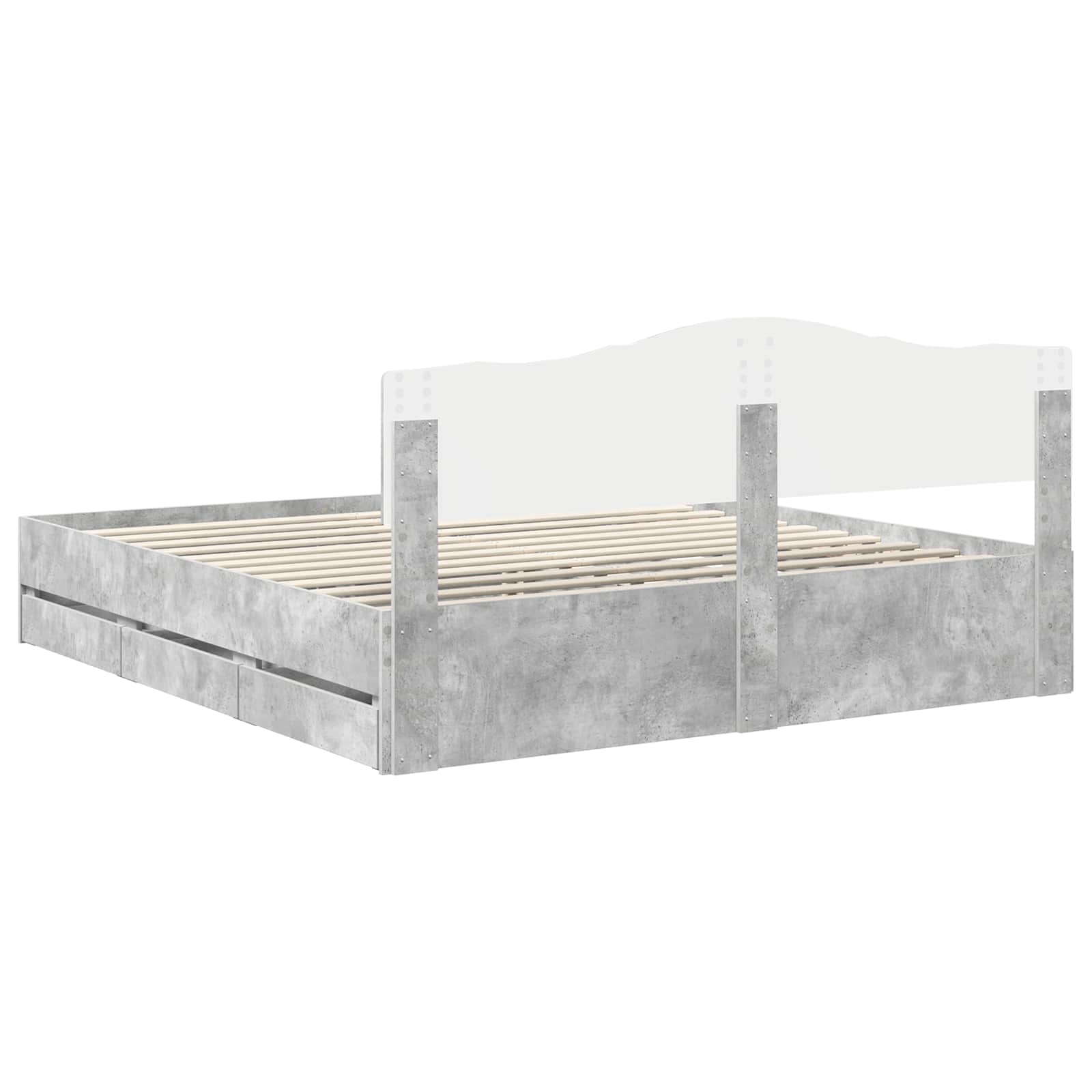 Krevetna konstrukcija s ladicama Betonski sivi 200 x 200 cm