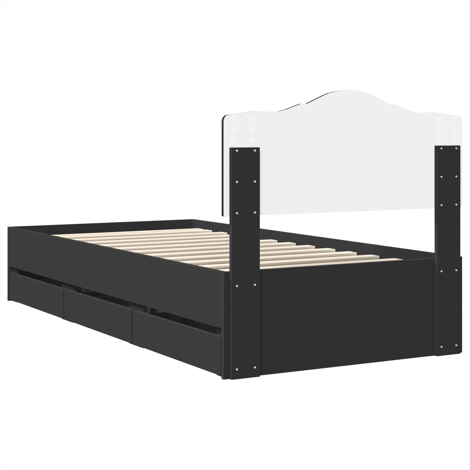 Krevetna konstrukcija Crna 90 x 200 cm Inženjersko Drvo