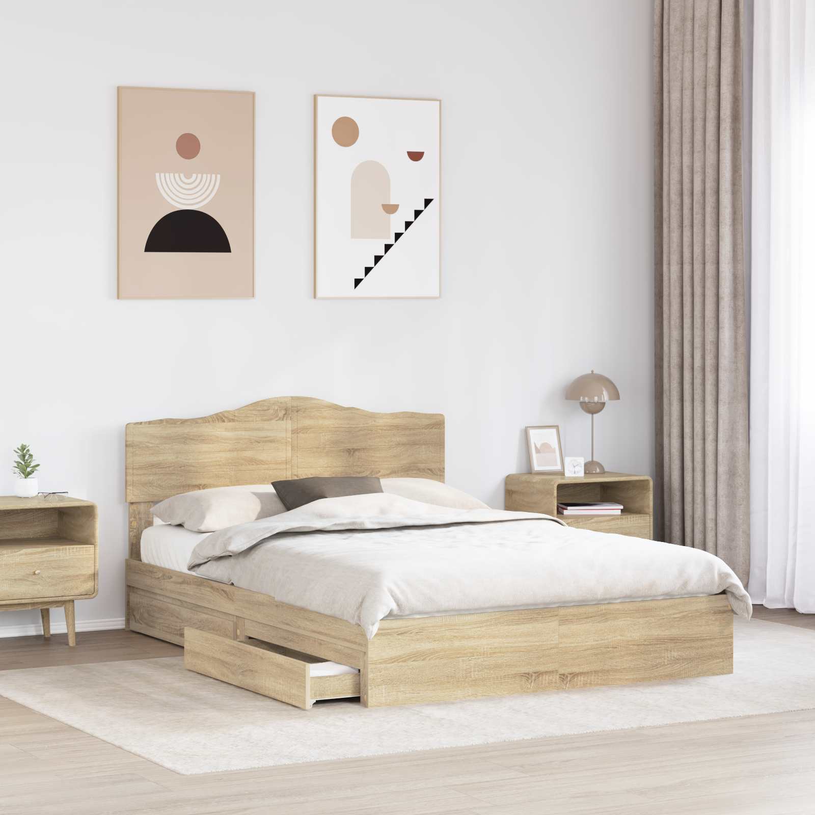 Krevet s od storage Sonoma hrast 150 x 200 cm Konstruirano drvo