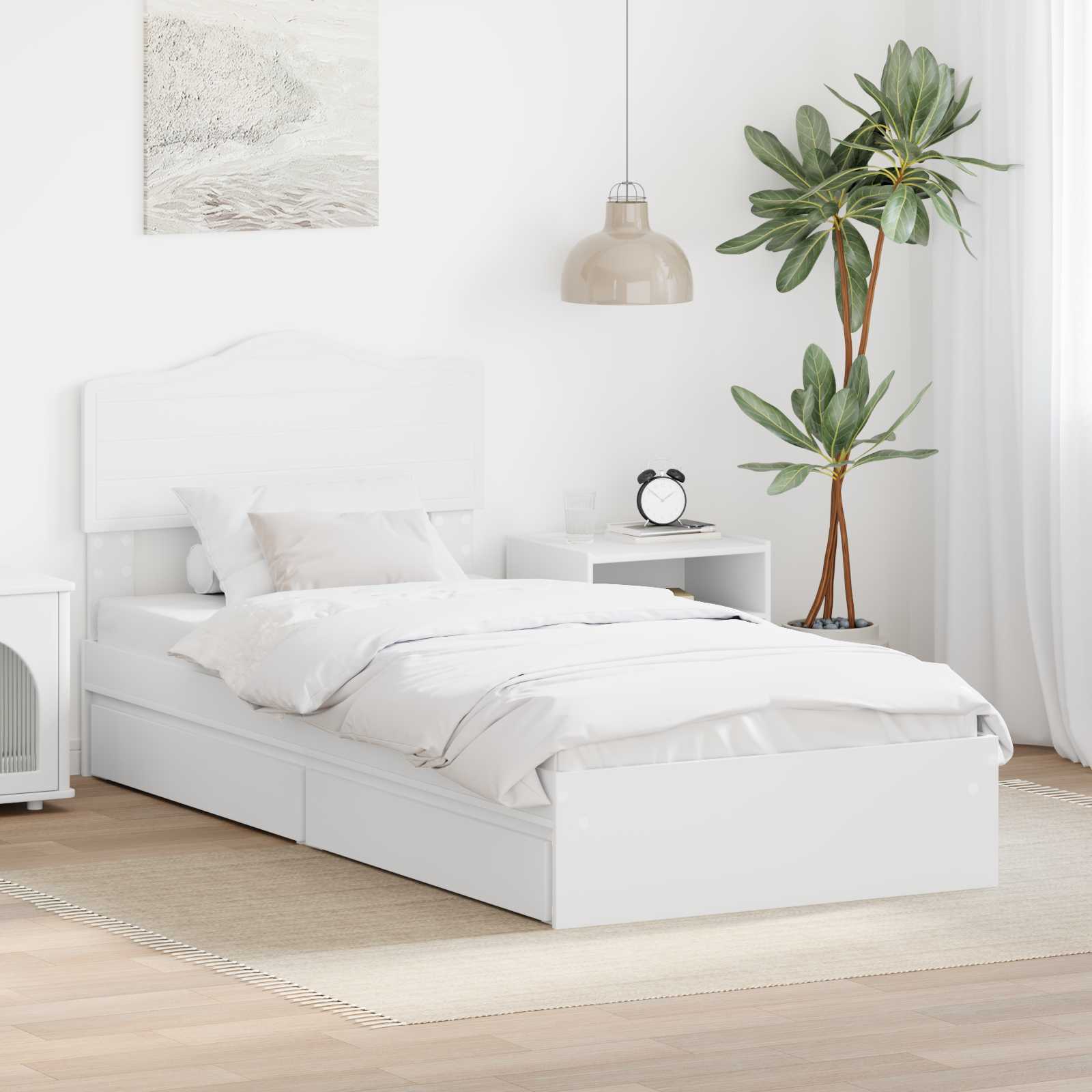 Krevet s od storage Bijelo 70 x 190 cm Konstruirano drvo