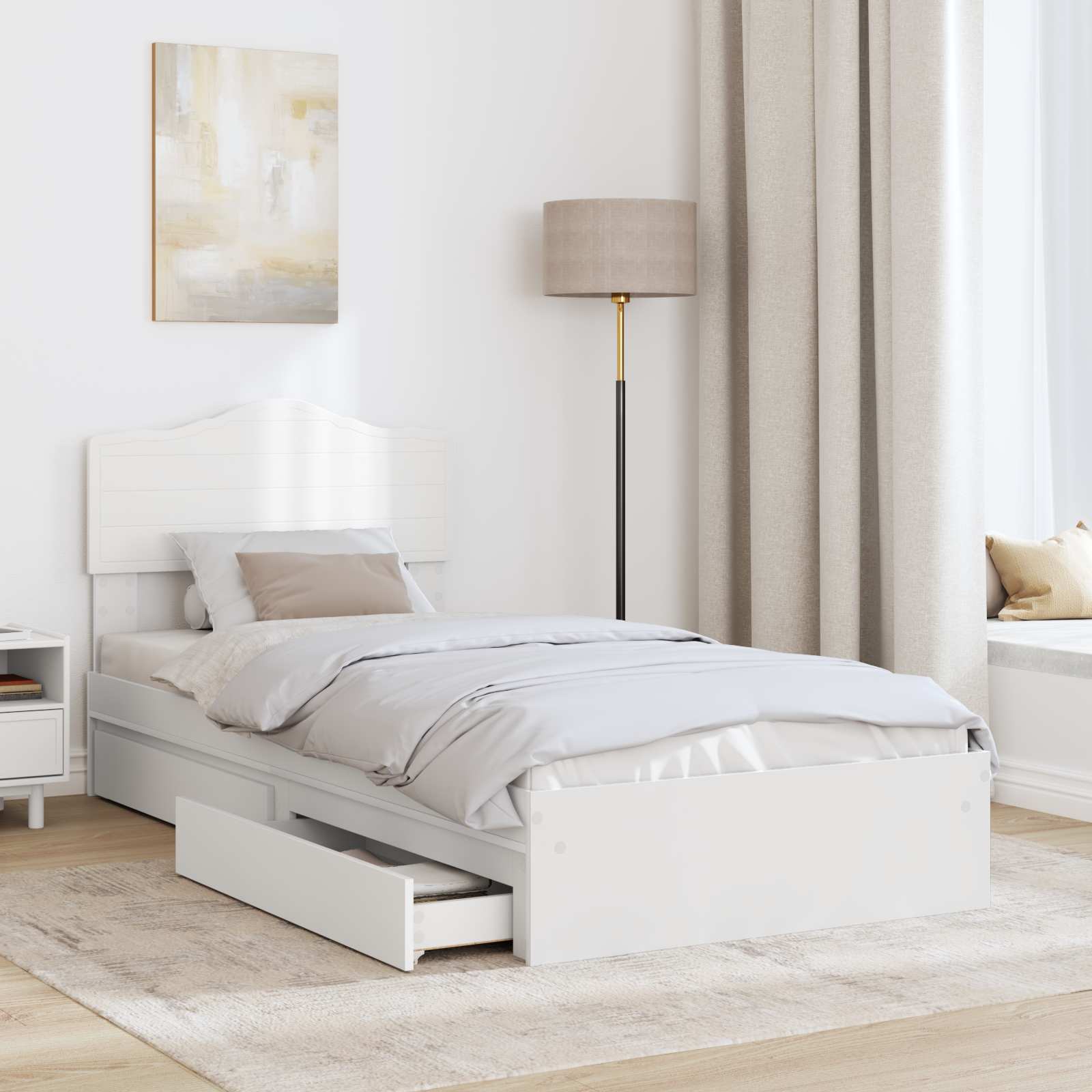 Krevet s od storage Bijelo 70 x 190 cm Konstruirano drvo