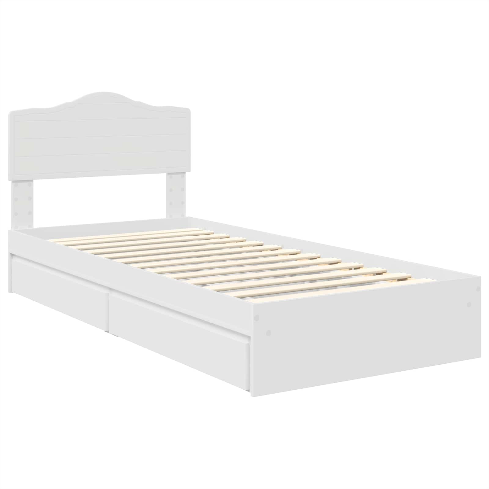 Krevet s od storage Bijelo 70 x 190 cm Konstruirano drvo
