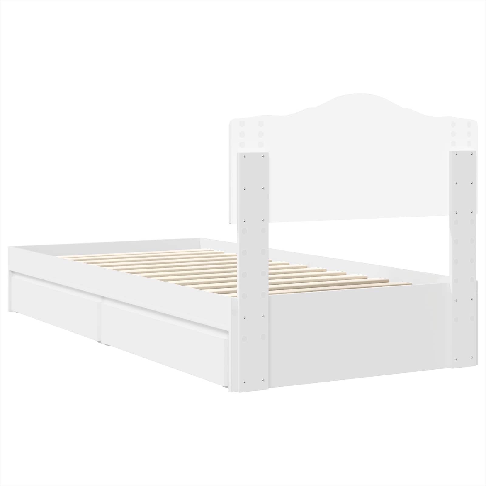 Krevet s od storage Bijelo 70 x 190 cm Konstruirano drvo