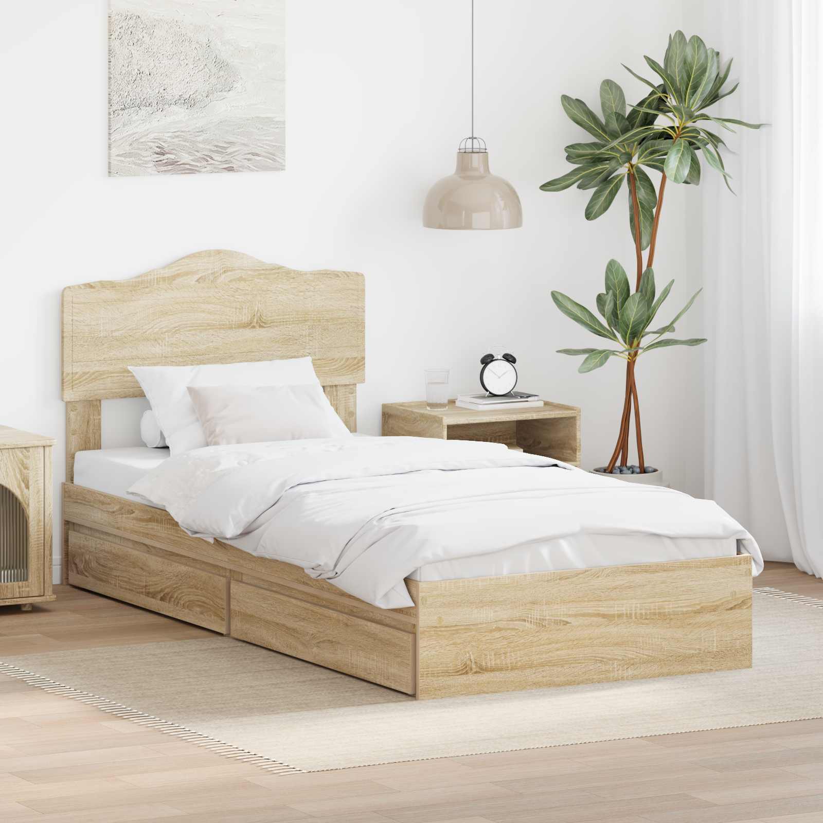 Krevet s od storage Sonoma hrast 70 x 190 cm Konstruirano drvo