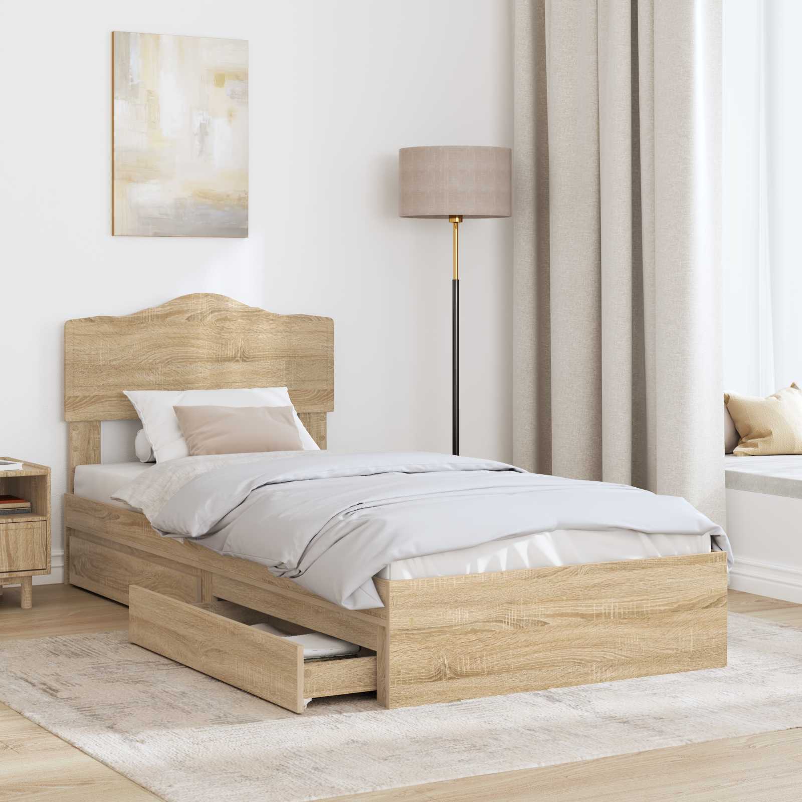 Krevet s od storage Sonoma hrast 70 x 190 cm Konstruirano drvo