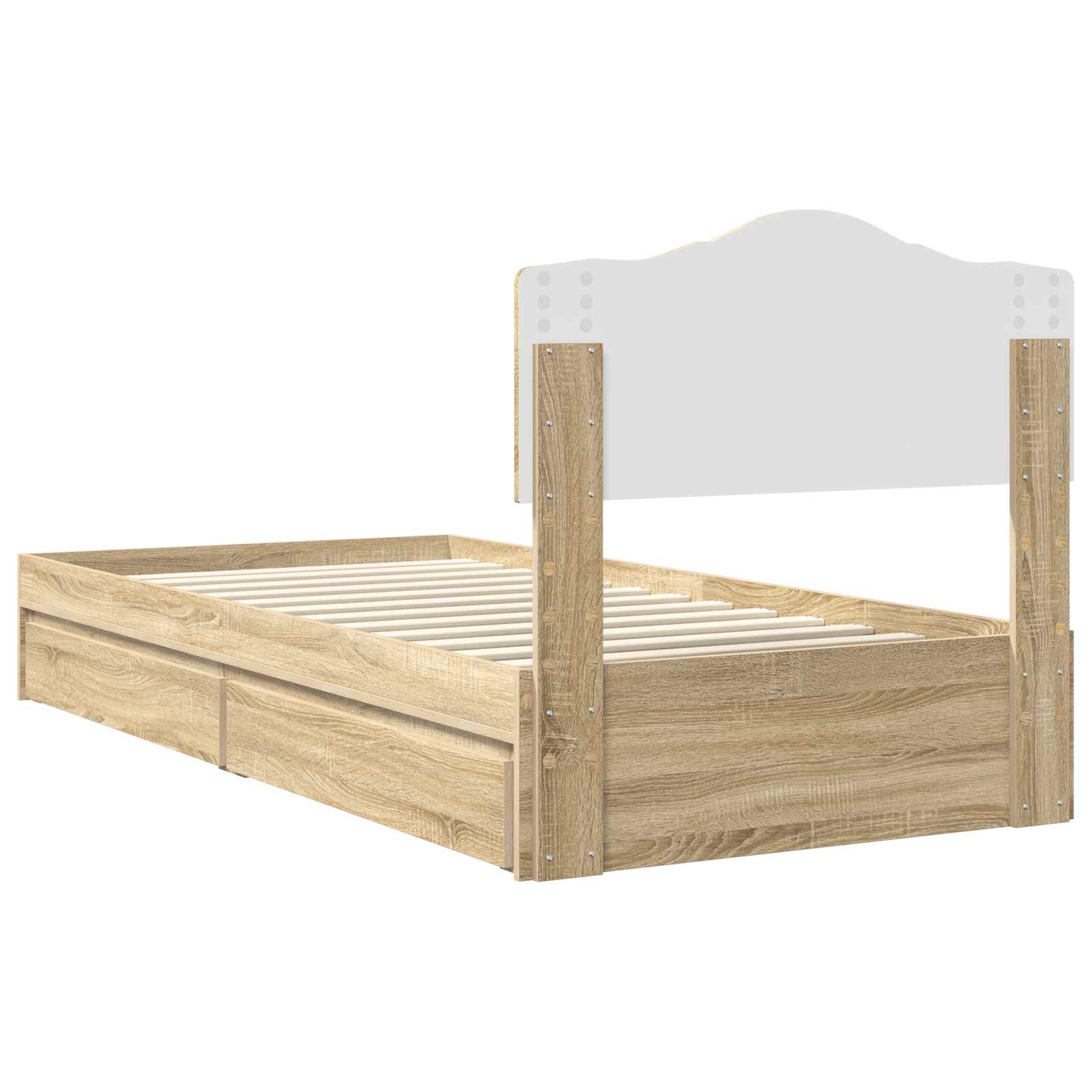 Krevet s od storage Sonoma hrast 70 x 190 cm Konstruirano drvo