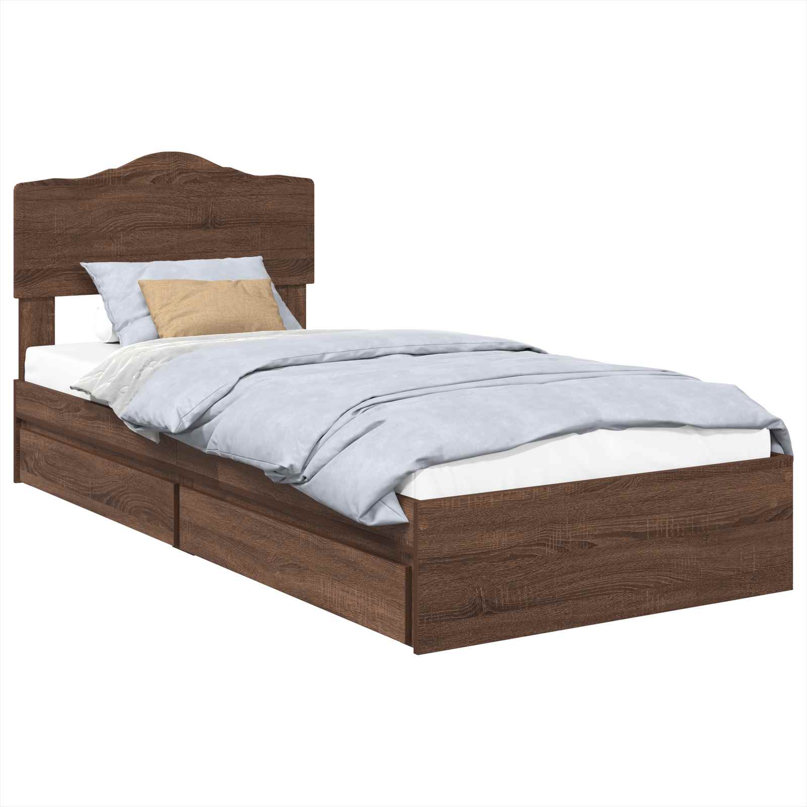 Krevet s od storage Smeđi hrast 70 x 190 cm Konstruirano drvo