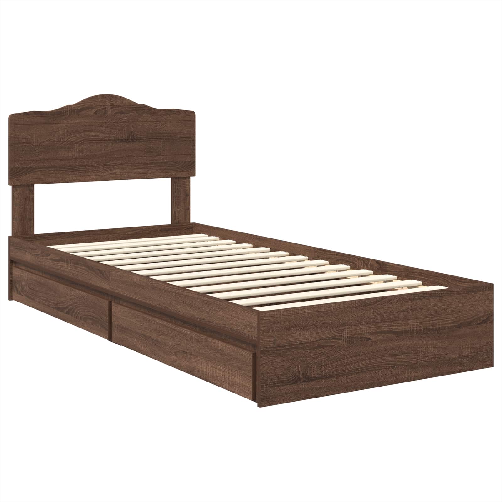 Krevet s od storage Smeđi hrast 70 x 190 cm Konstruirano drvo