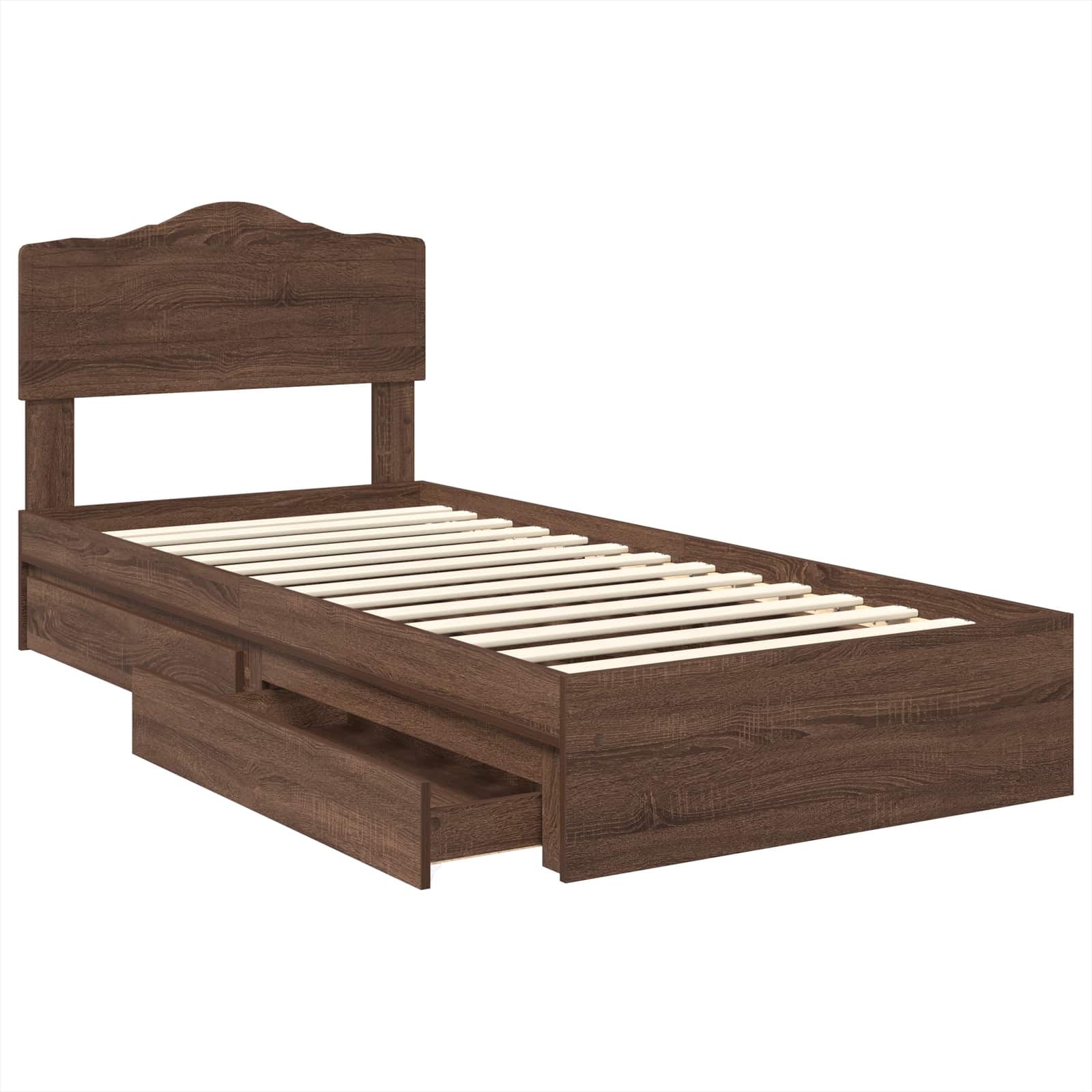Krevet s od storage Smeđi hrast 70 x 190 cm Konstruirano drvo