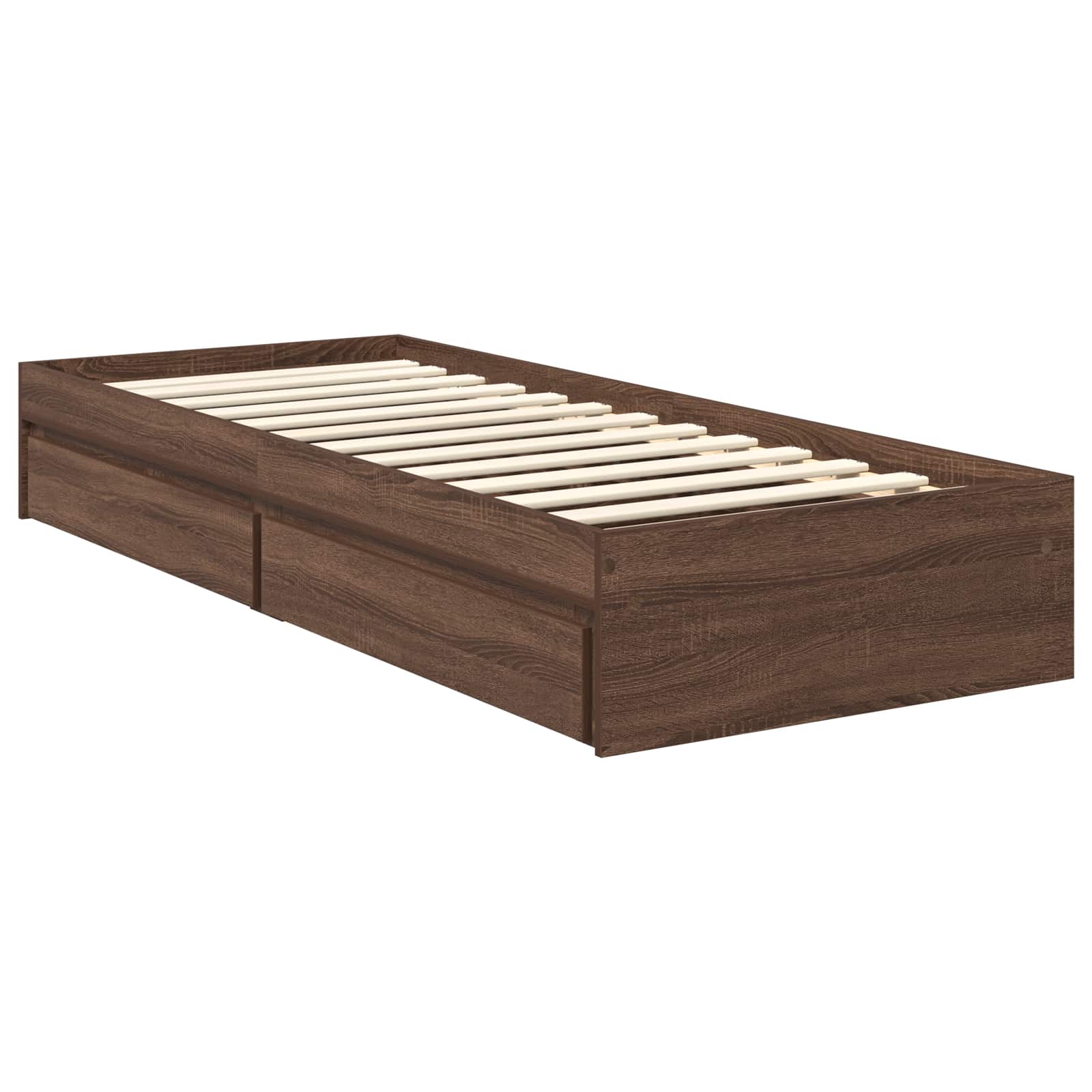 Krevet s od storage Smeđi hrast 70 x 190 cm Konstruirano drvo