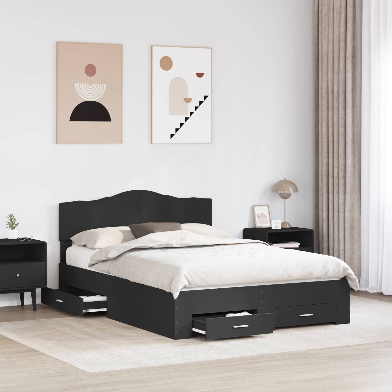 Krevetna konstrukcija Crna 140 x 190 cm Konstruirano drvo