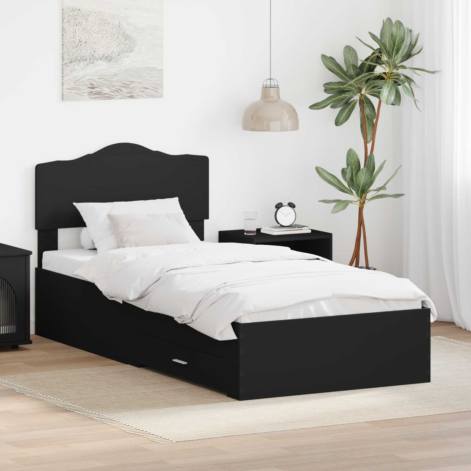 Krevetna konstrukcija Crna 70 x 190 cm Konstruirano drvo