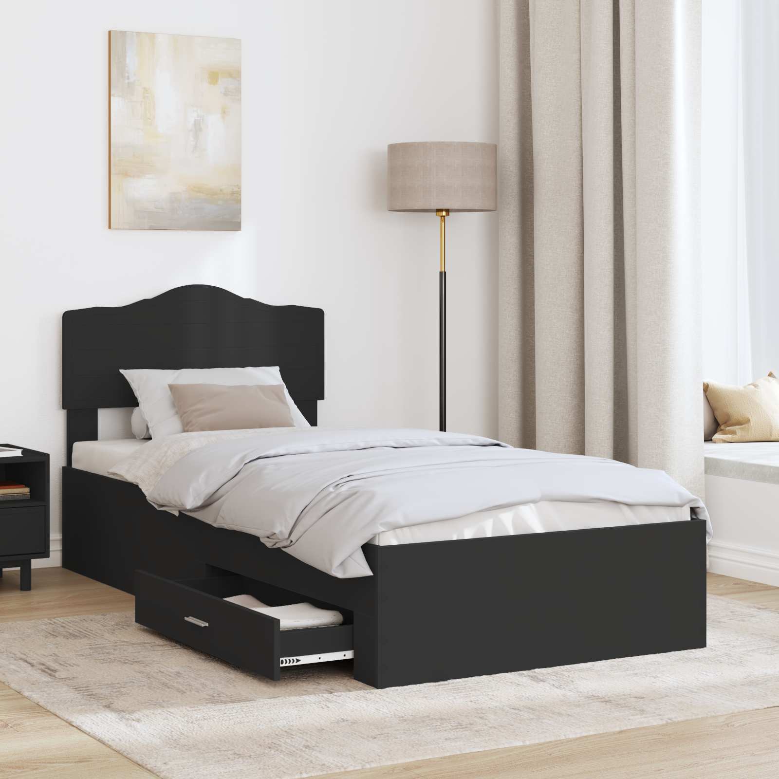 Krevetna konstrukcija Crna 70 x 190 cm Konstruirano drvo
