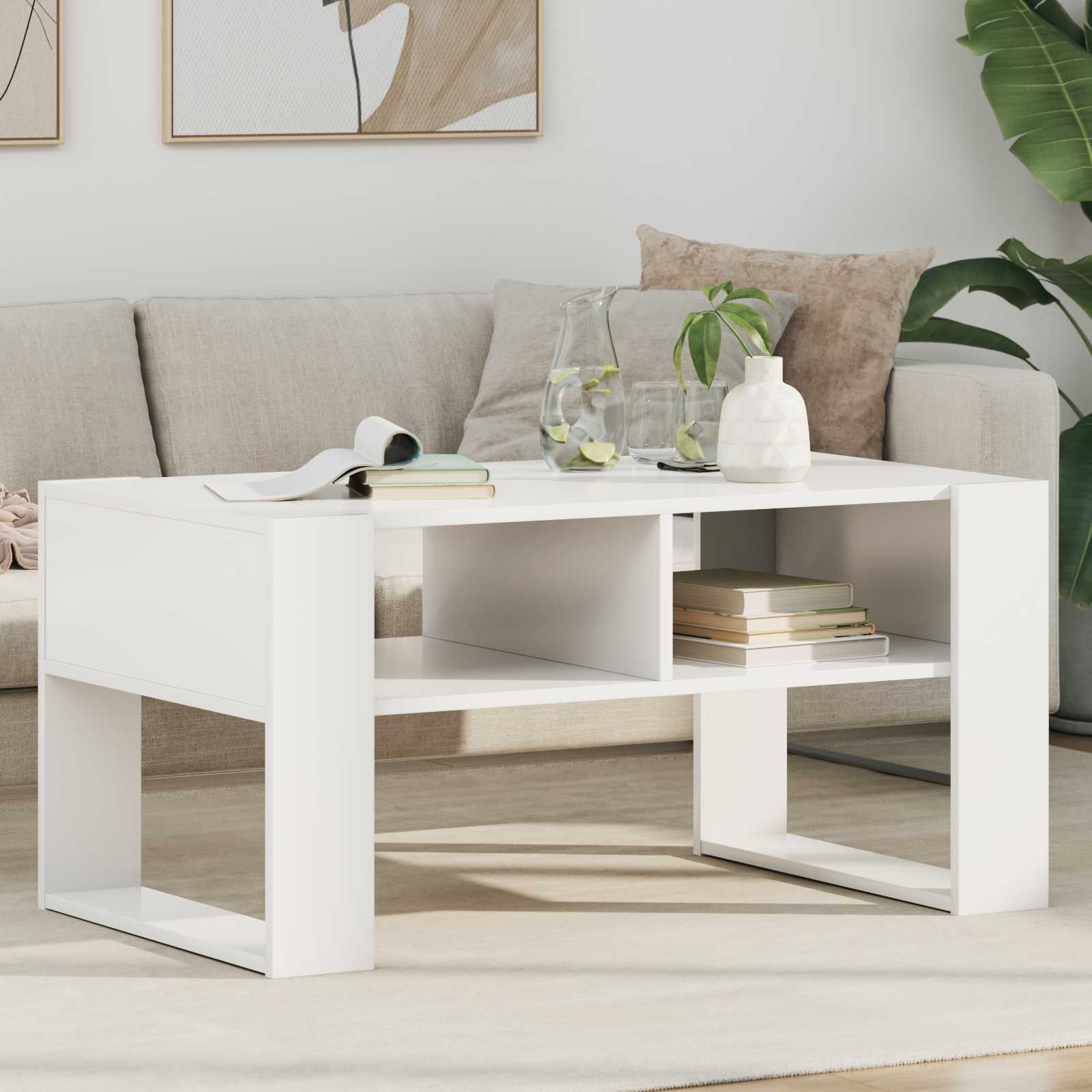 Kava Stol s pohranom Bijelo 92 x 53 x 45 cm Konstruirano drvo