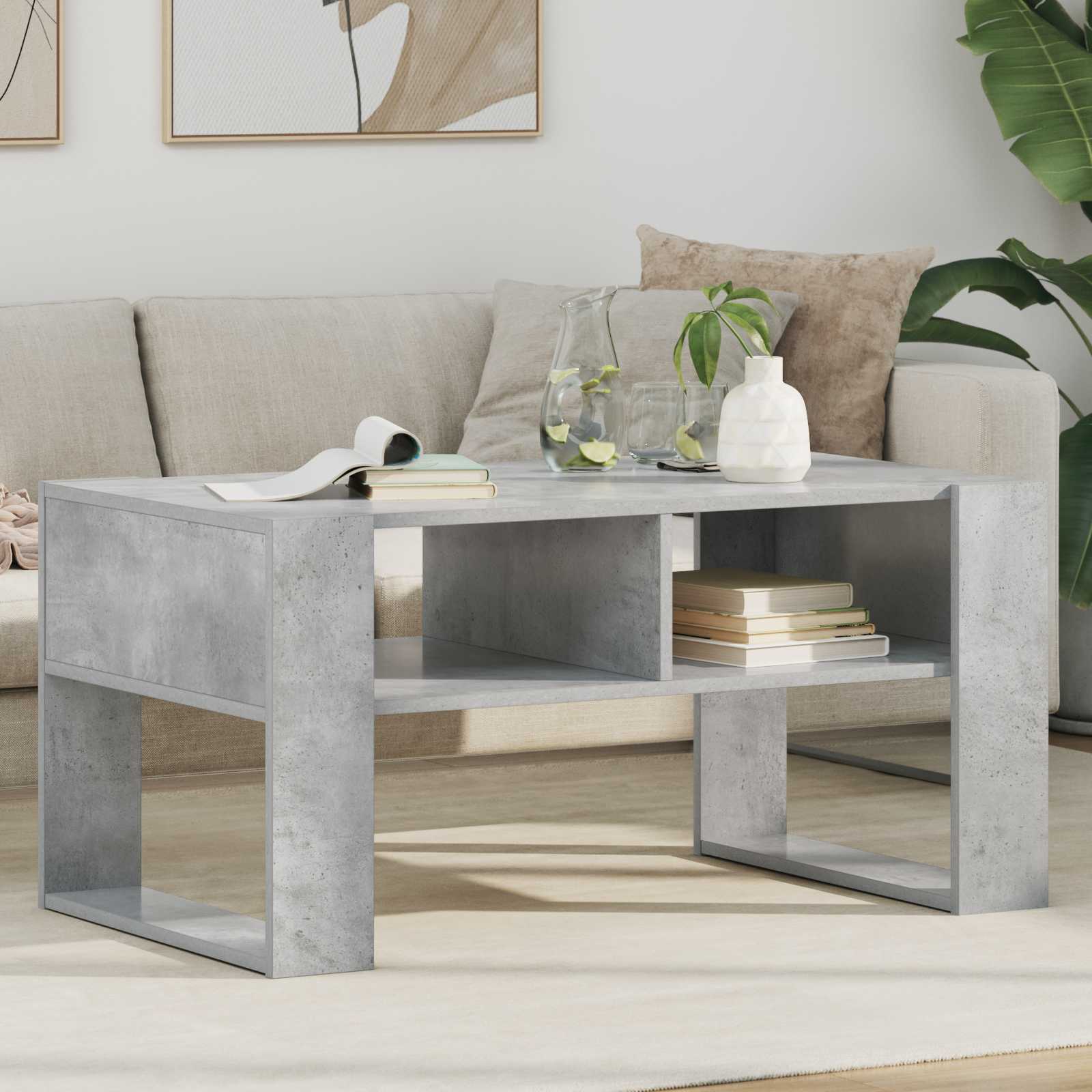 Kava Stol Betonski sivi 92 x 53 x 45 cm Konstruirano drvo