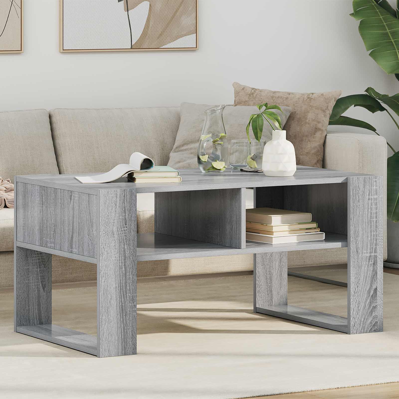 Kava Stol Siva Sonoma 92 x 53 x 45 cm Konstruirano drvo