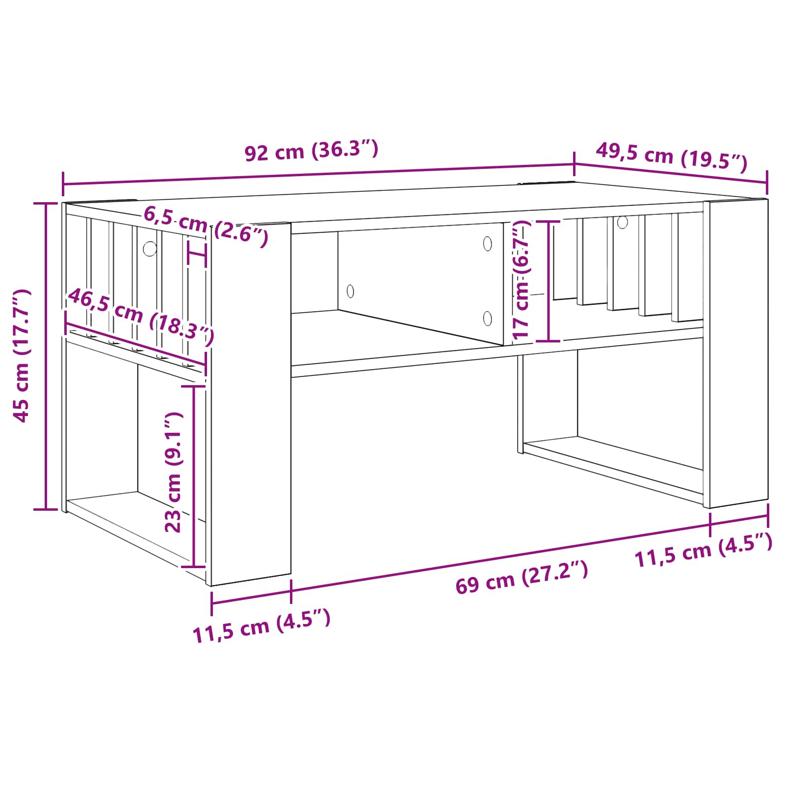 Kava Stol Dimljeni hrast 92 x 49,5 x 45 cm Konstruirano drvo
