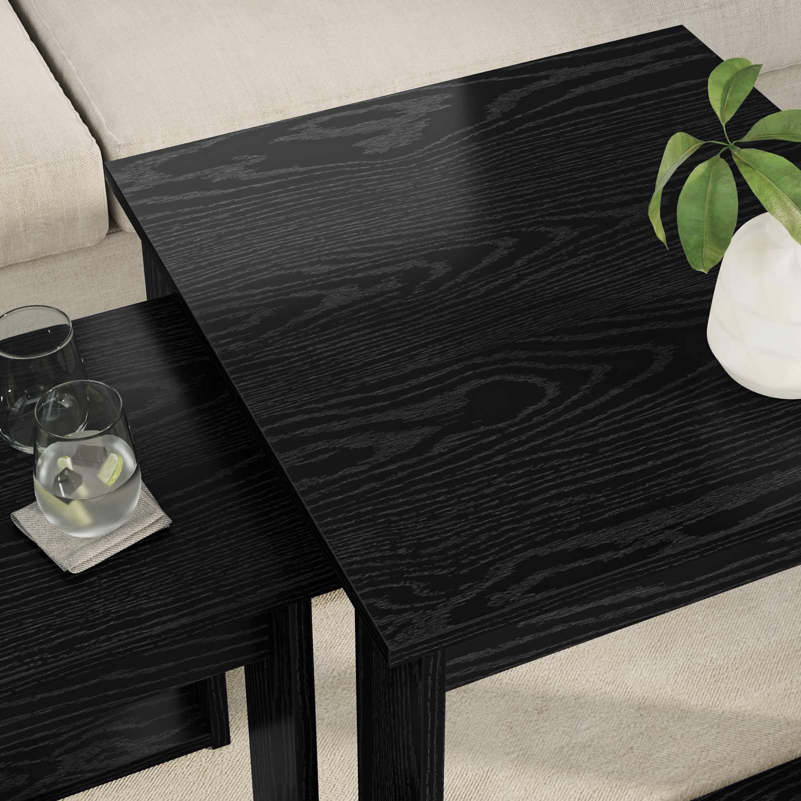 Set stolića za kavu 2 pcs Crni hrast Konstruirano drvo