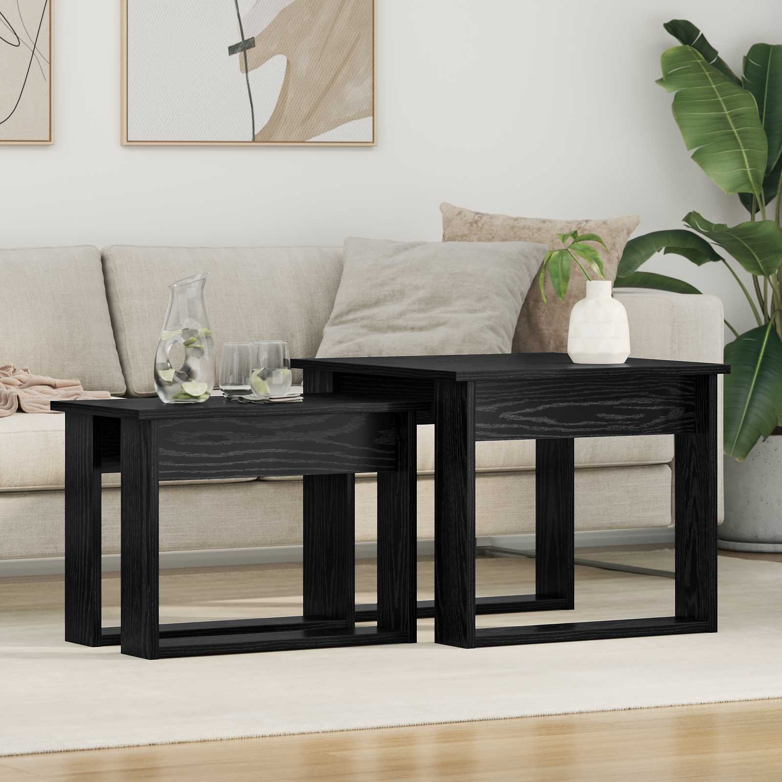 Set stolića za kavu 2 pcs Crni hrast Konstruirano drvo