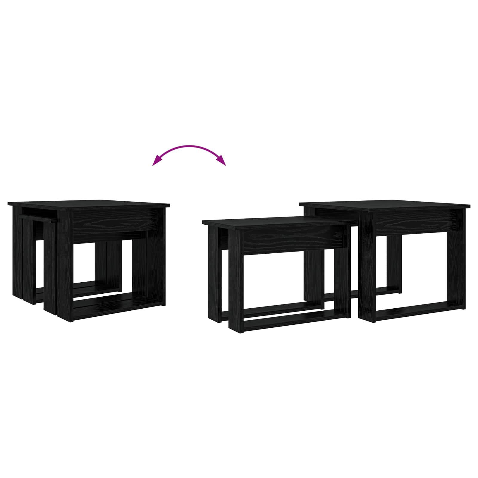 Set stolića za kavu 2 pcs Crni hrast Konstruirano drvo