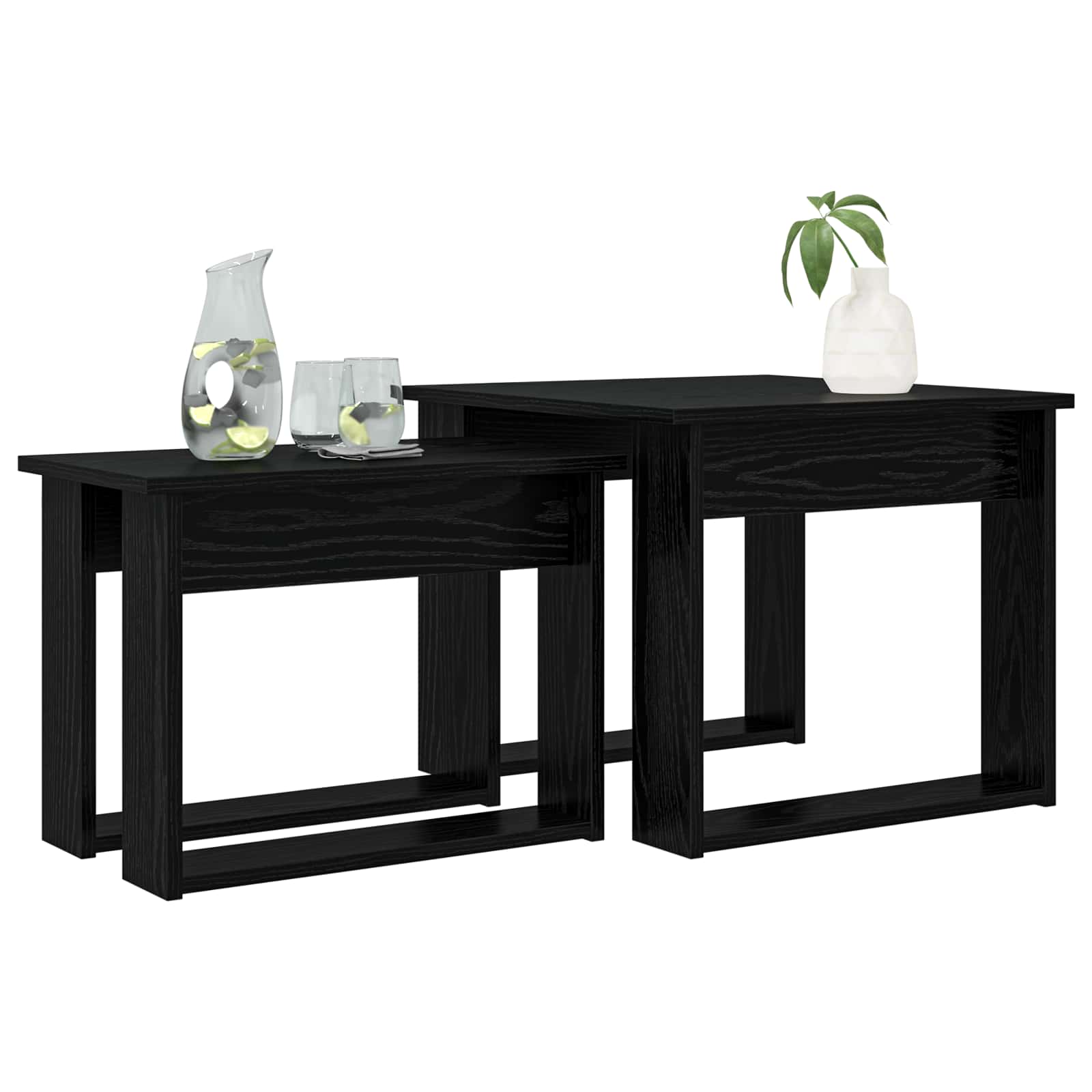 Set stolića za kavu 2 pcs Crni hrast Konstruirano drvo
