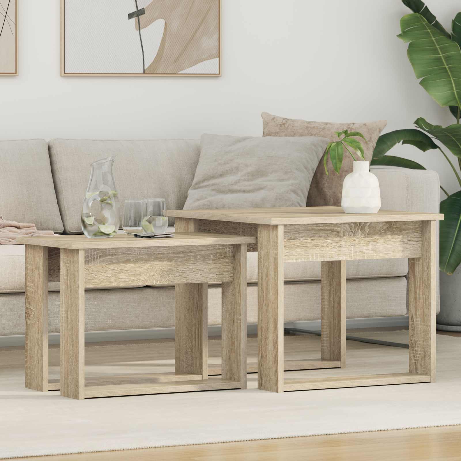 Set stolića za kavu 2 pcs Sonoma hrast Konstruirano drvo