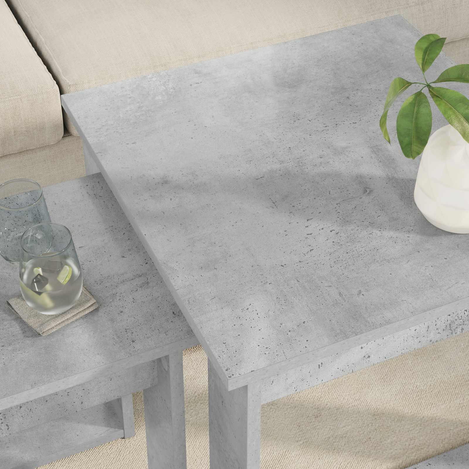 Set stolića za kavu 2 pcs Betonski sivi Konstruirano drvo