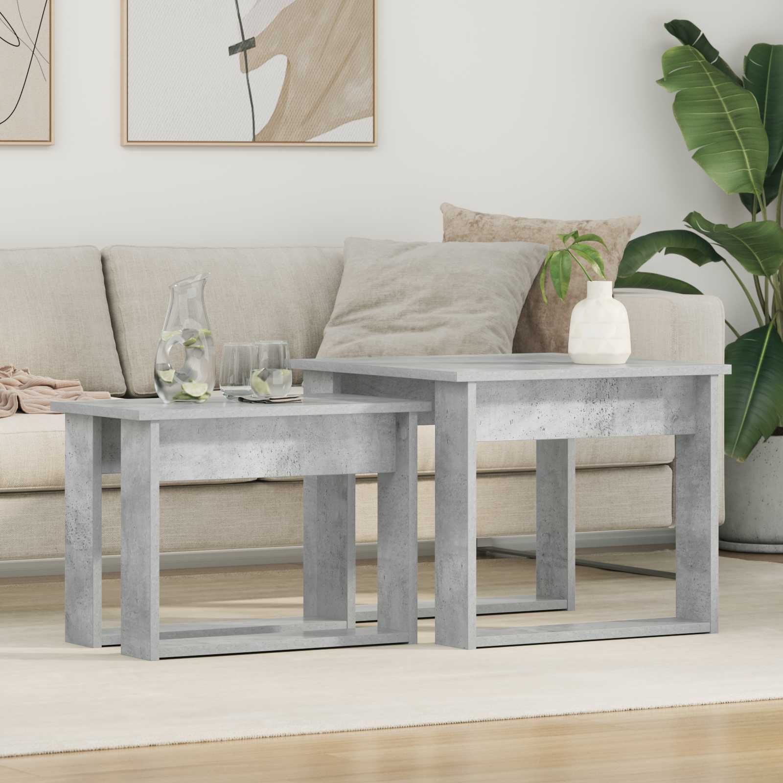 Set stolića za kavu 2 pcs Betonski sivi Konstruirano drvo
