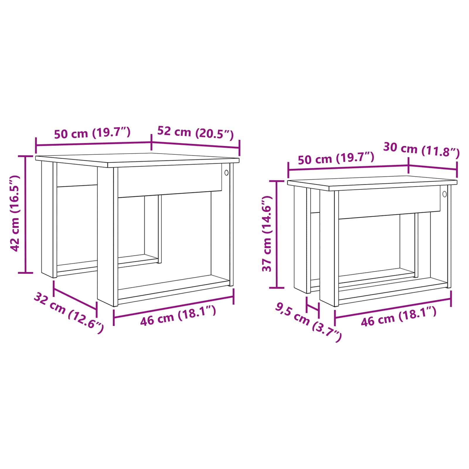 Set stolića za kavu 2 pcs Betonski sivi Konstruirano drvo