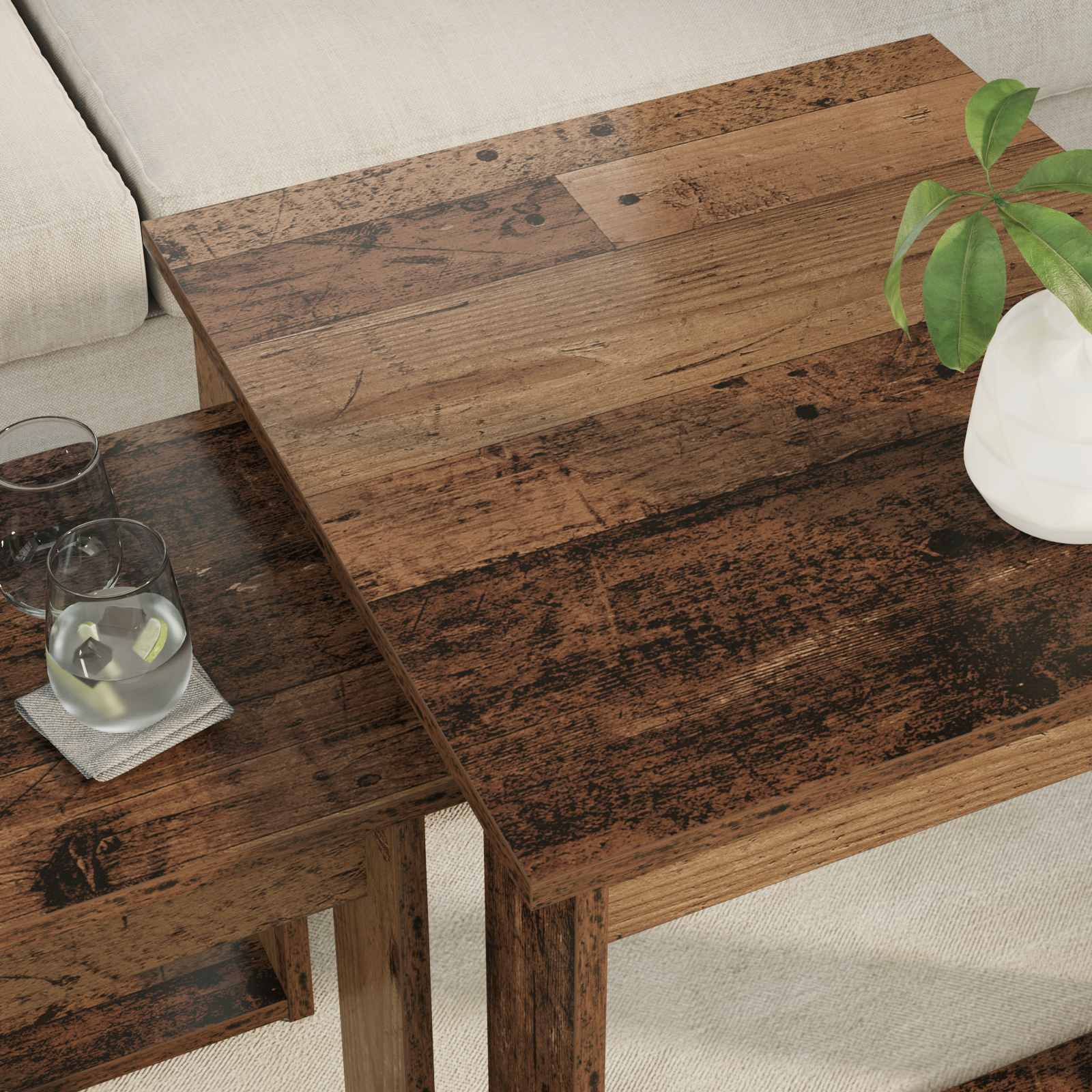 Set stolića za kavu 2 pcs Staro drvo Konstruirano drvo