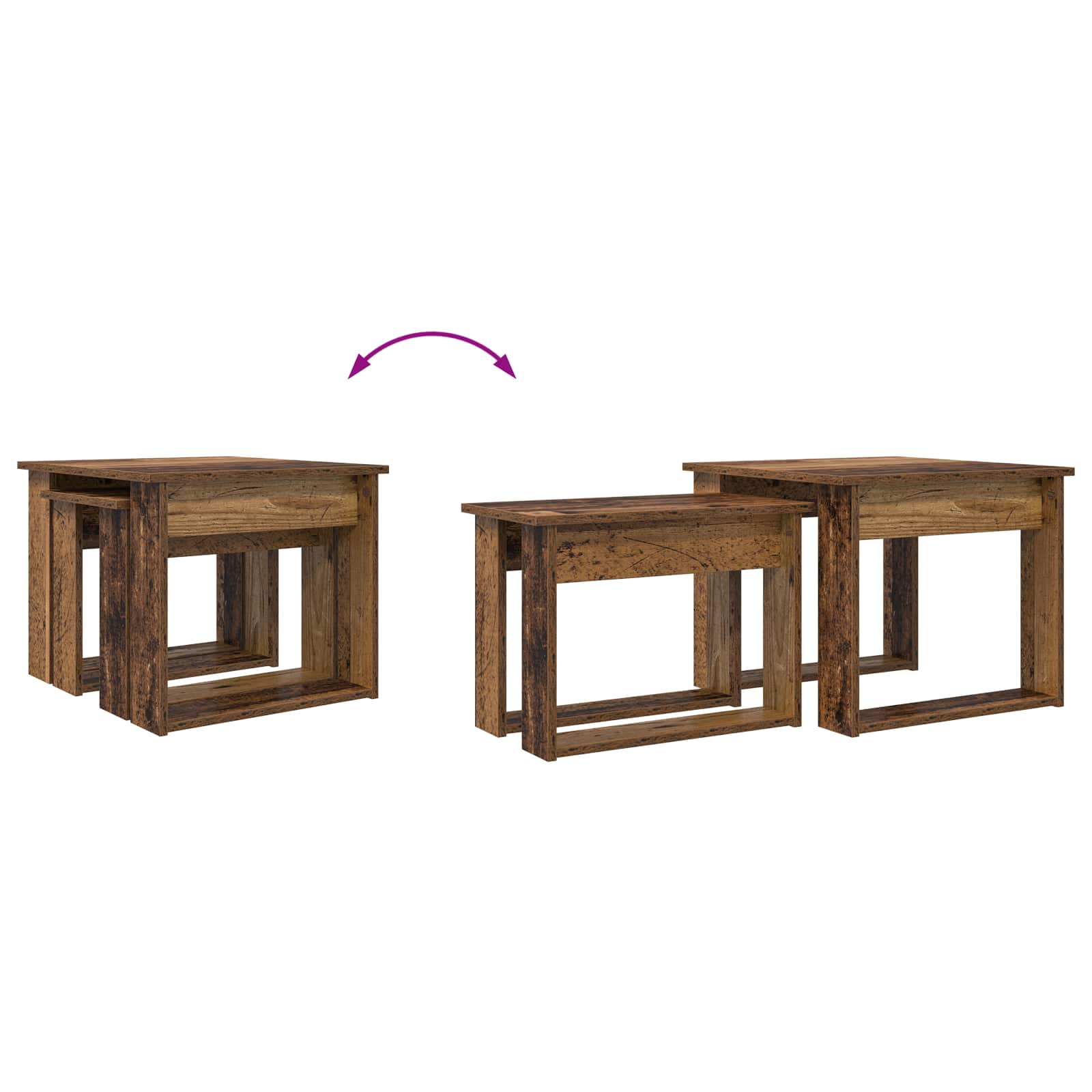 Set stolića za kavu 2 pcs Staro drvo Konstruirano drvo