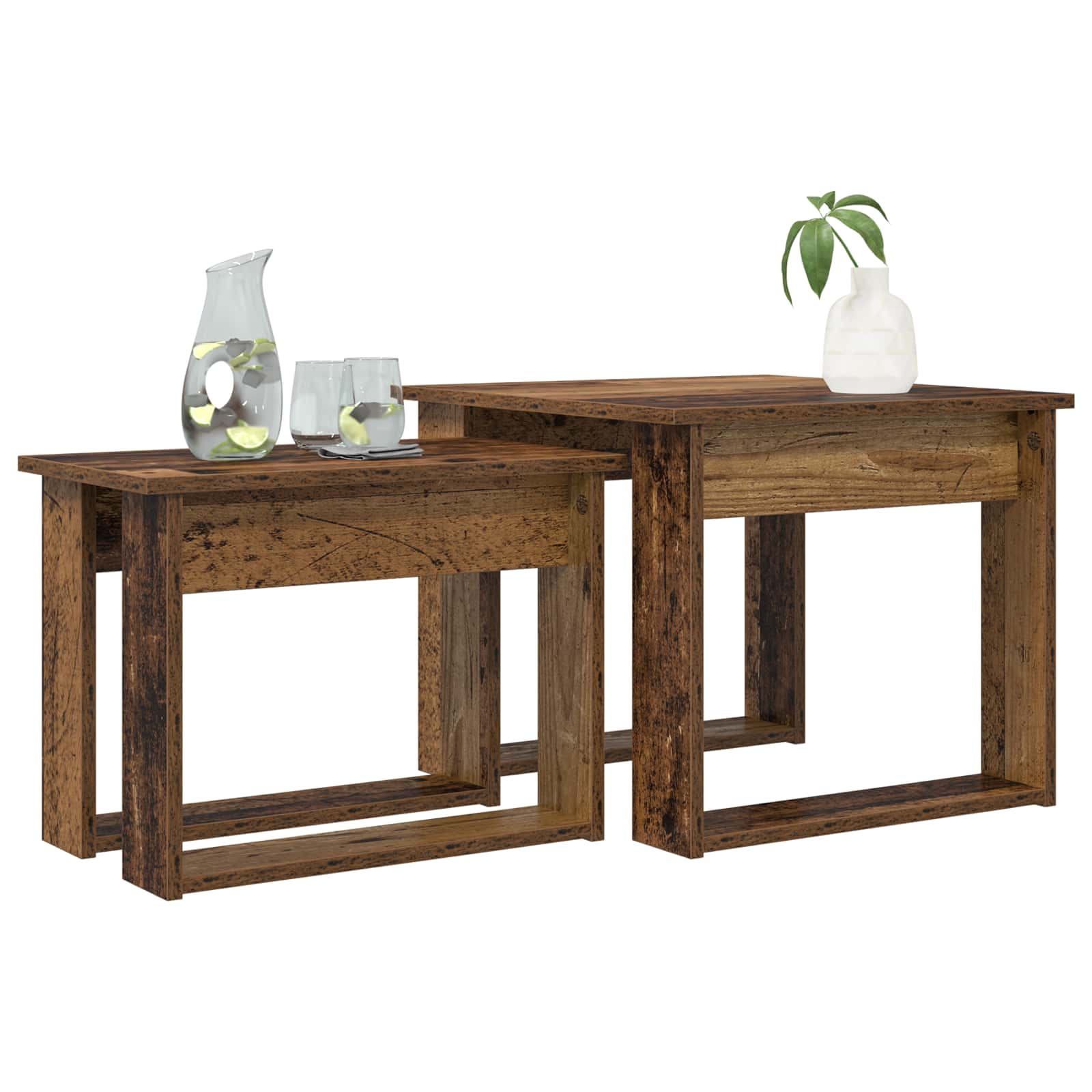Set stolića za kavu 2 pcs Staro drvo Konstruirano drvo